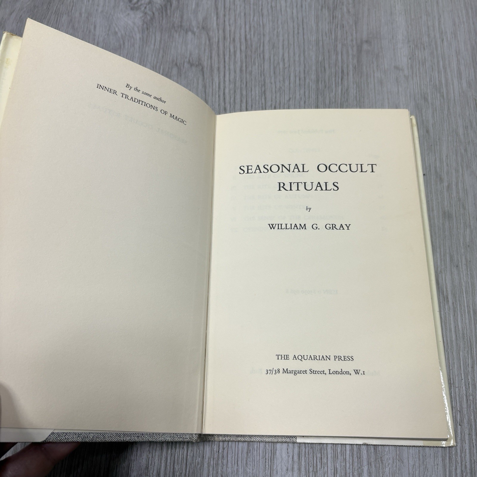 Seasonal Occult Rituals by William G. Gray Hardcover