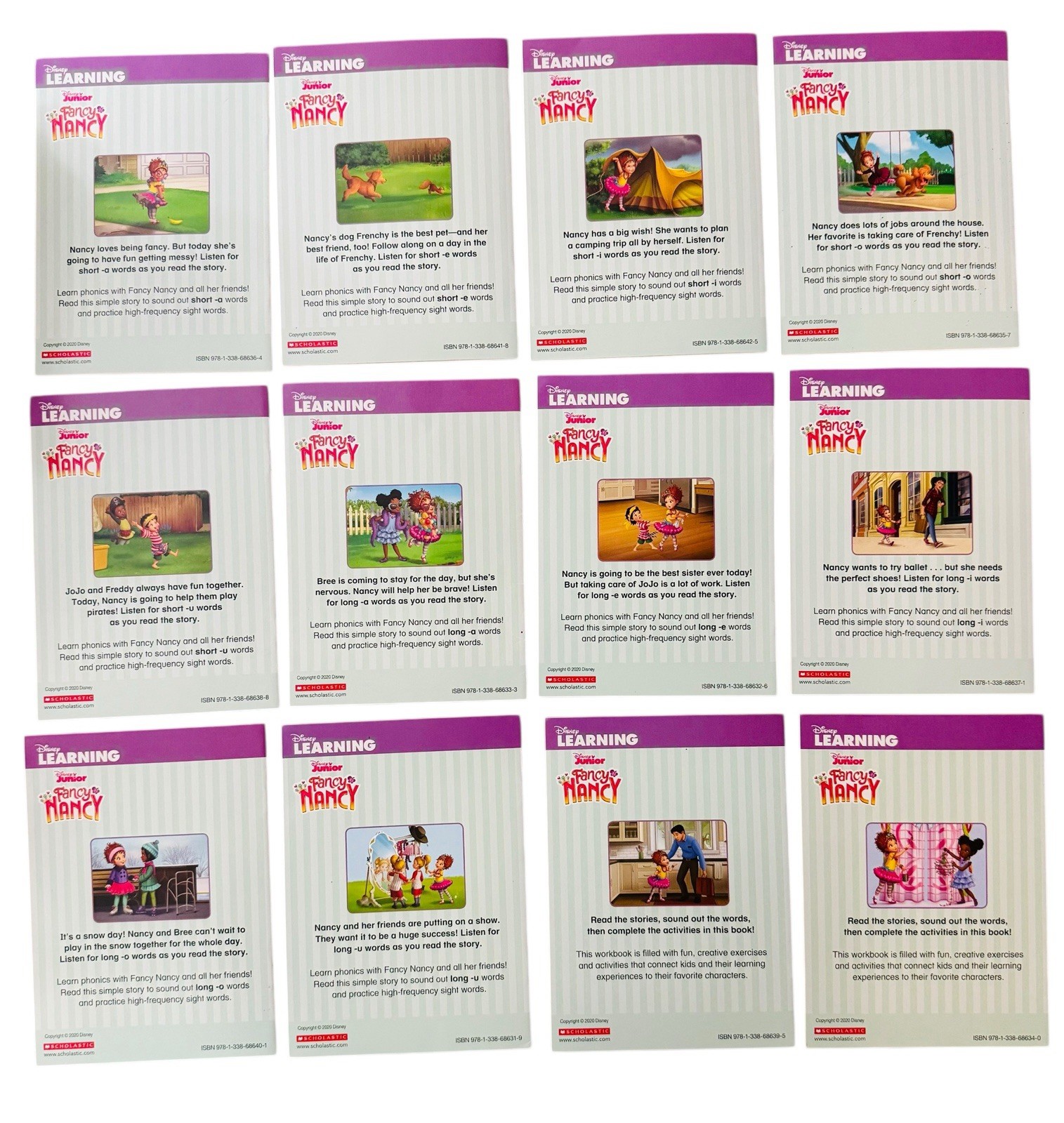 Complete Set of 12 Disney Junior Fancy Nancy Phonics Reading Program w/ Box!