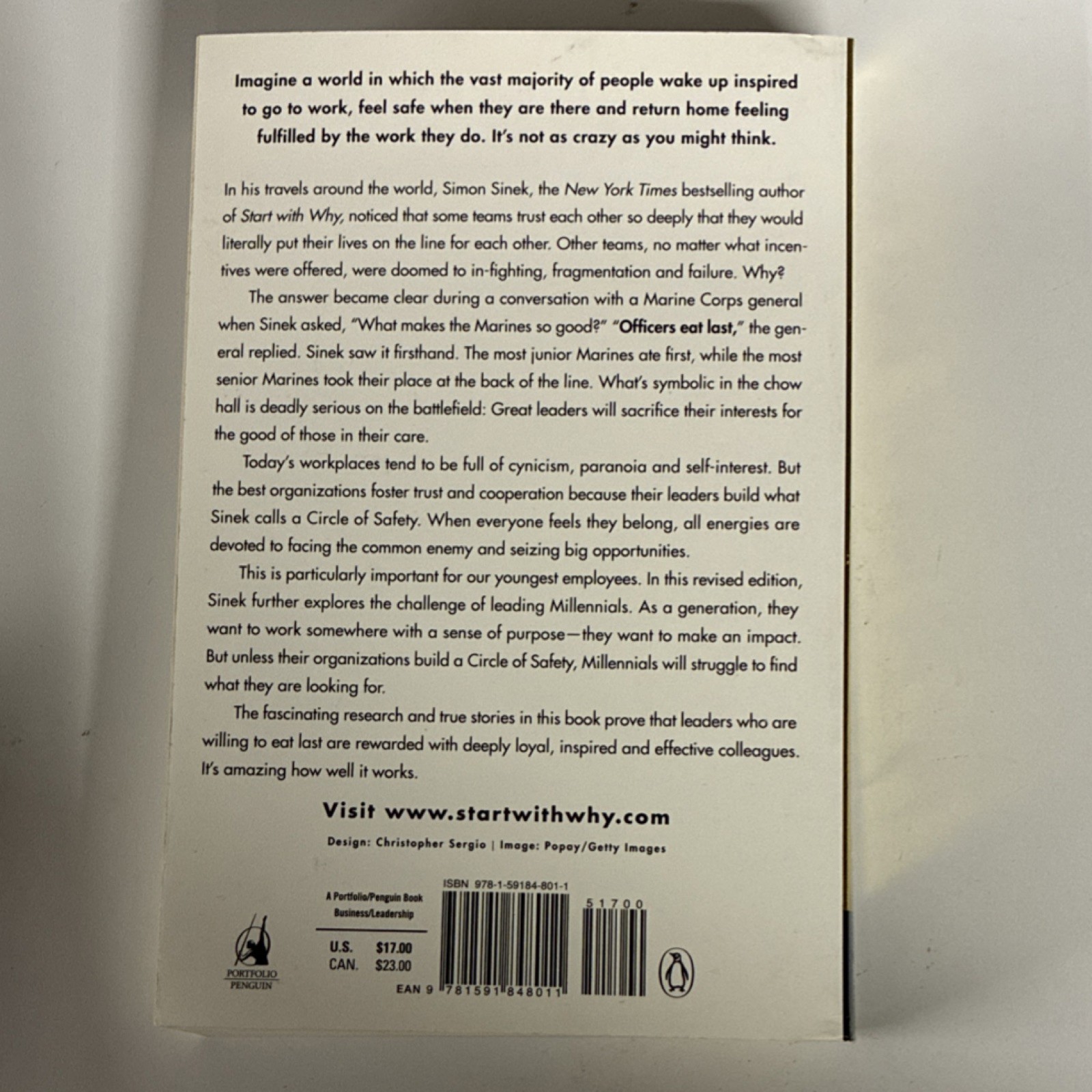 Leaders Eat Last Simon Sinek Trade Paperback Portfolio Penguin Leadership