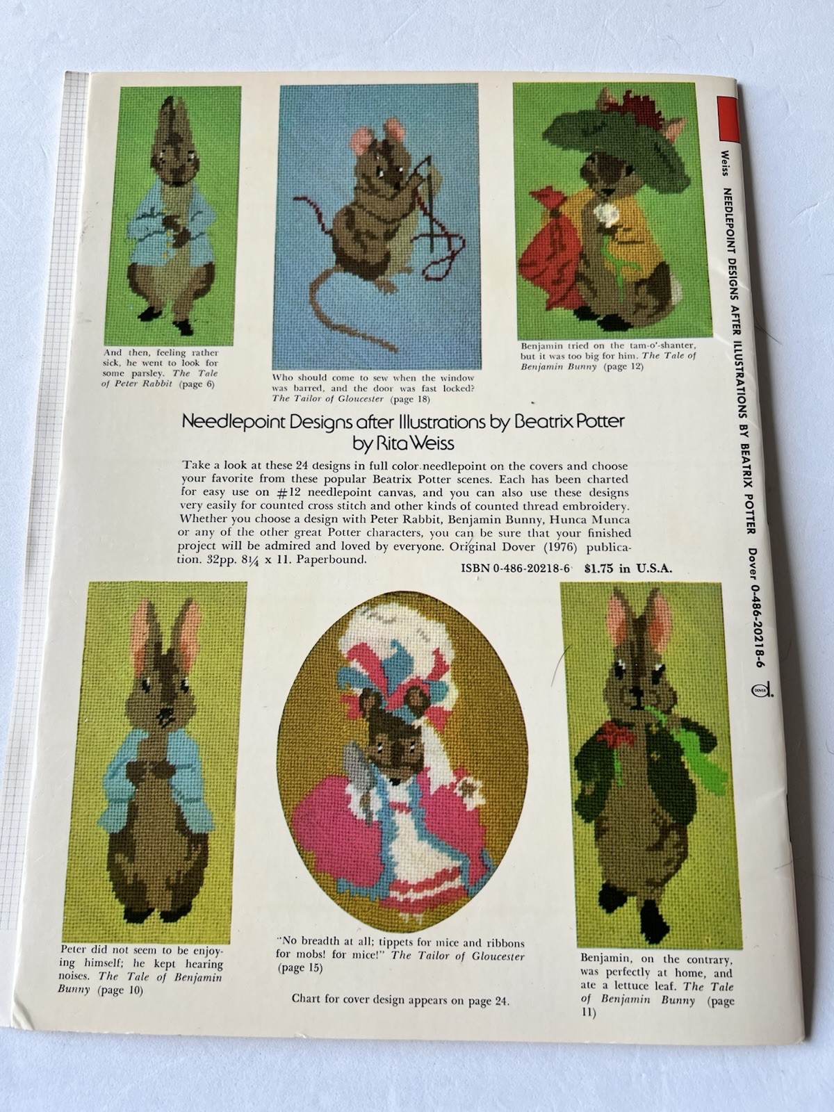 Lot of 2 Vintage Dover Needlework Books Rita Weiss Beatrix Potter & Monograms