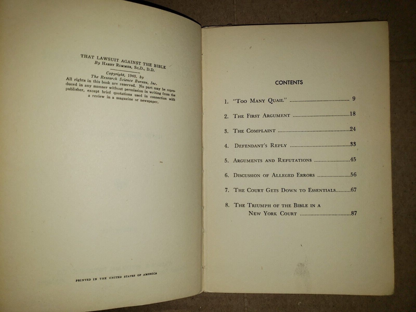 That LAWSUIT Against the BIBLE: by Harry Rimmer – Hardback 1945
