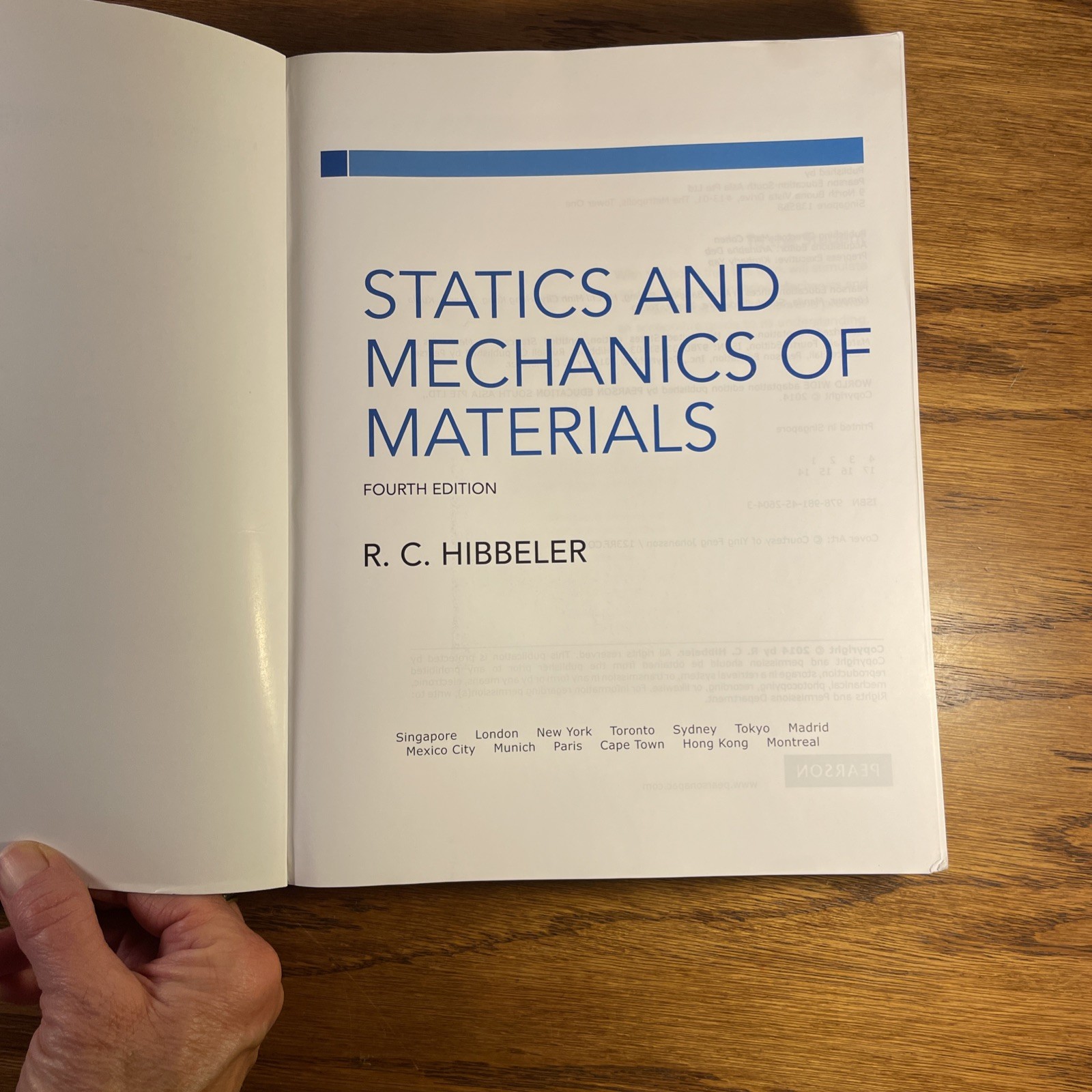 Statics and mechanics of materials by R C Hibbeler Fouth SI Edition Pearson