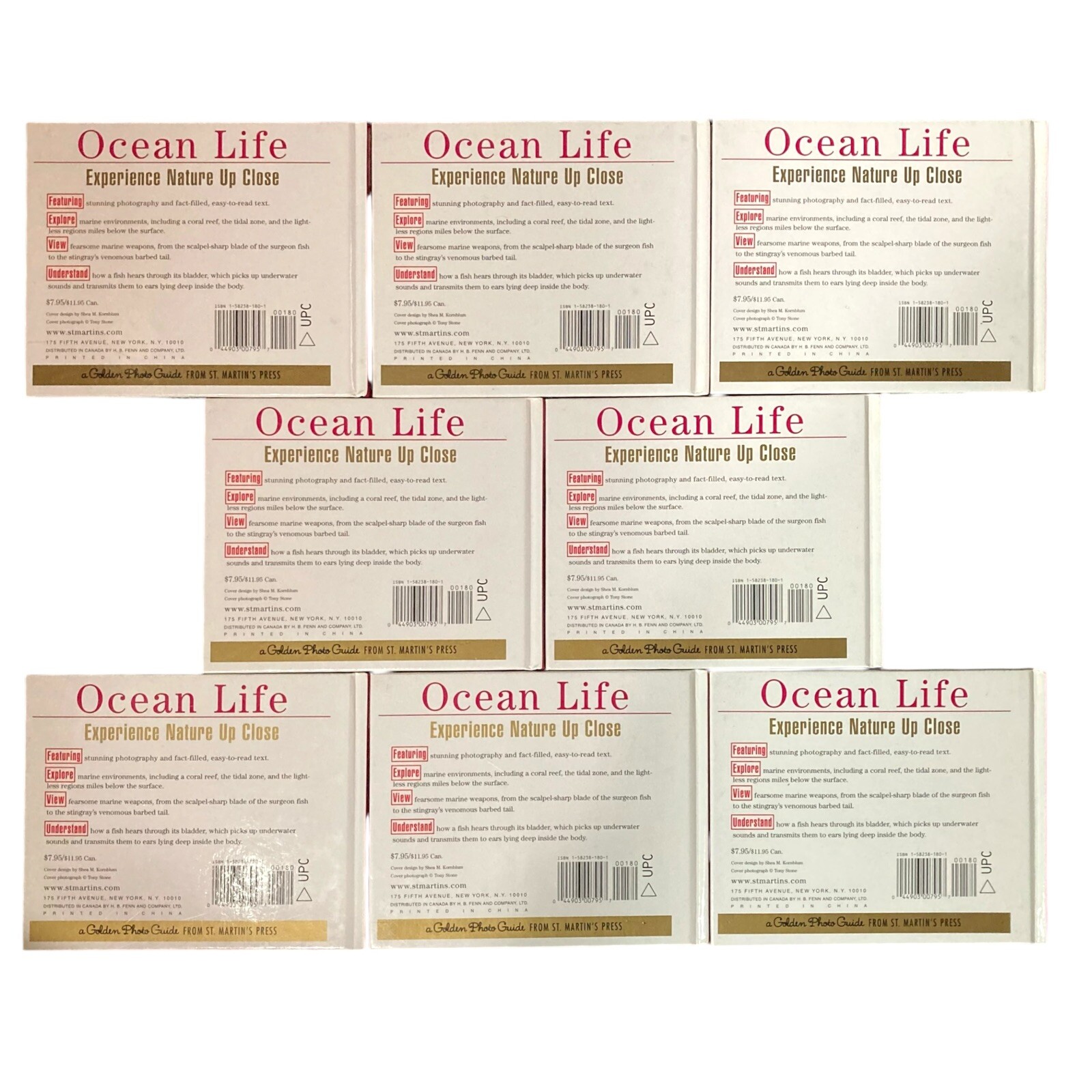 8 Golden Photo Guide Books Ocean Life, Hardcover 58 Pages 2001, 6.5″ x 5.5″