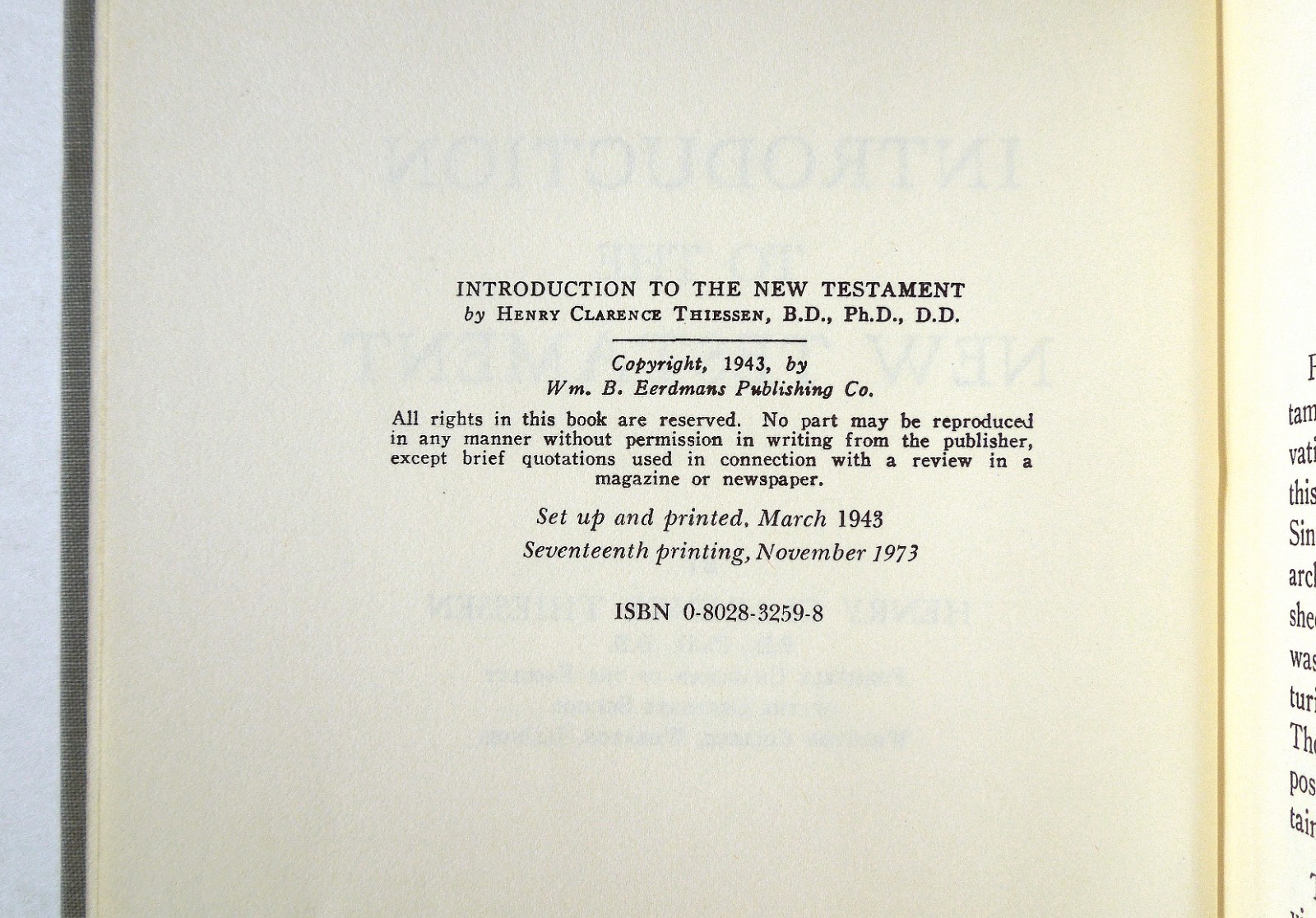 Introduction to the New Testament – H.C. Thiessen, 1973 hc, Wm. B. Eerdmans Pub.