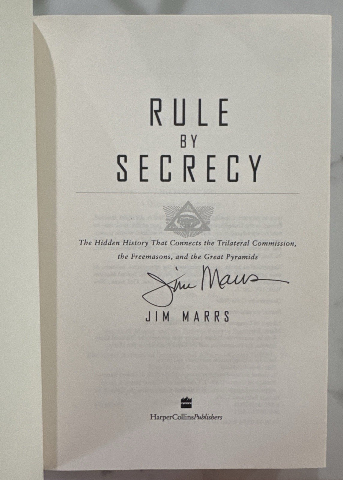Rule by Secrecy by Jim Marrs (SIGNED, HC, 1st Edition, 1st Printing, 2000)