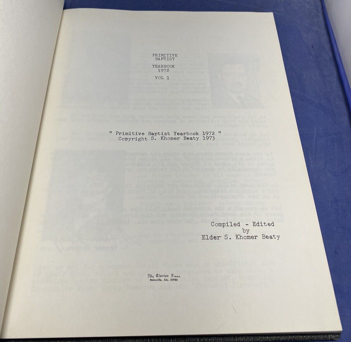 1972 54th Annual Southern States Primitive Baptist Conference Program History