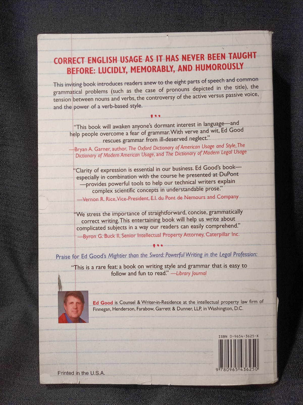 A GRAMMAR BOOK FOR YOU AND I …OUPS, ME ; BY EDWARD GOOD PAPPER BACK 430 PAGES