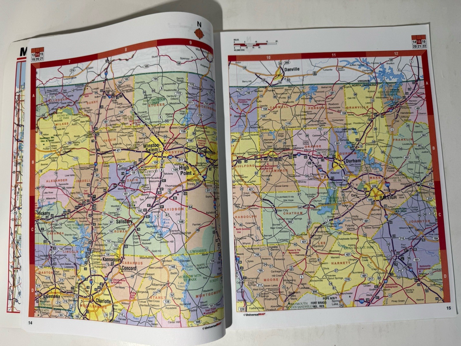North & South Carolina Road Atlas 2004 Kappa Street Guide NC SC Universal Map