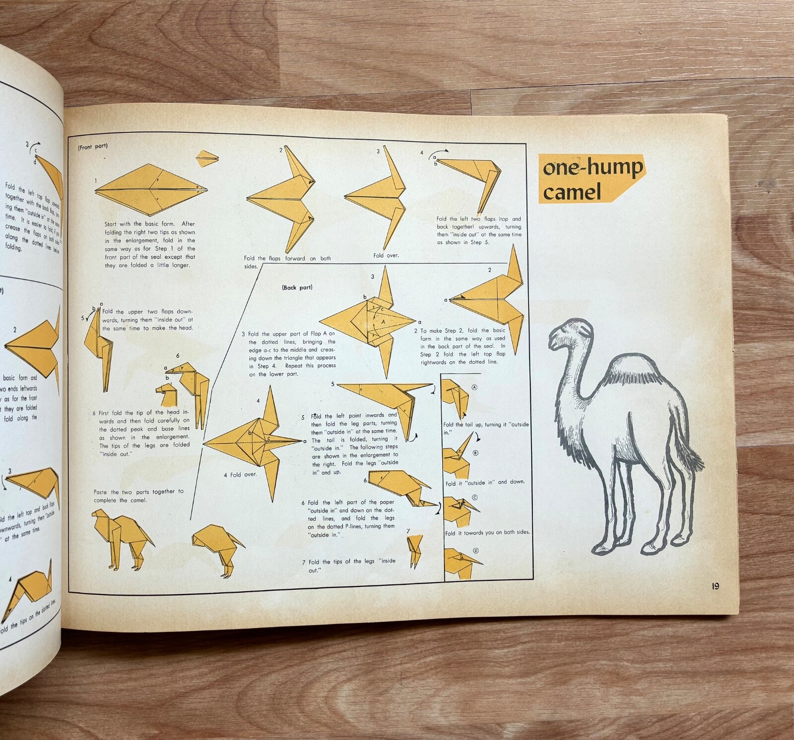 Origami Zoo Animal Book 1961, Early Japanese Craft Book in English w/ Examples