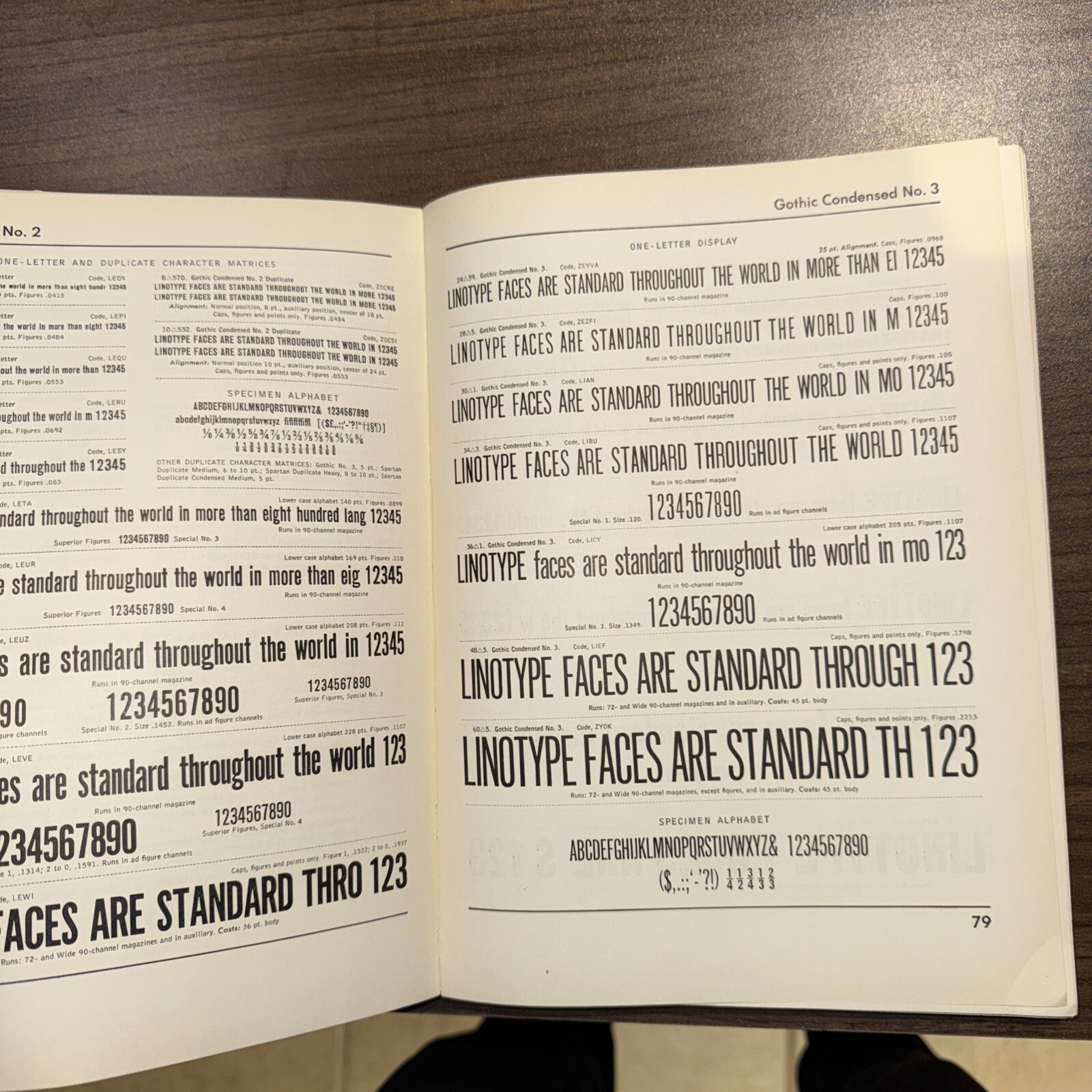Linotype One-Line Specimens Type Catalogue. 19cm x 26cm. 291 pages 1958 Edition