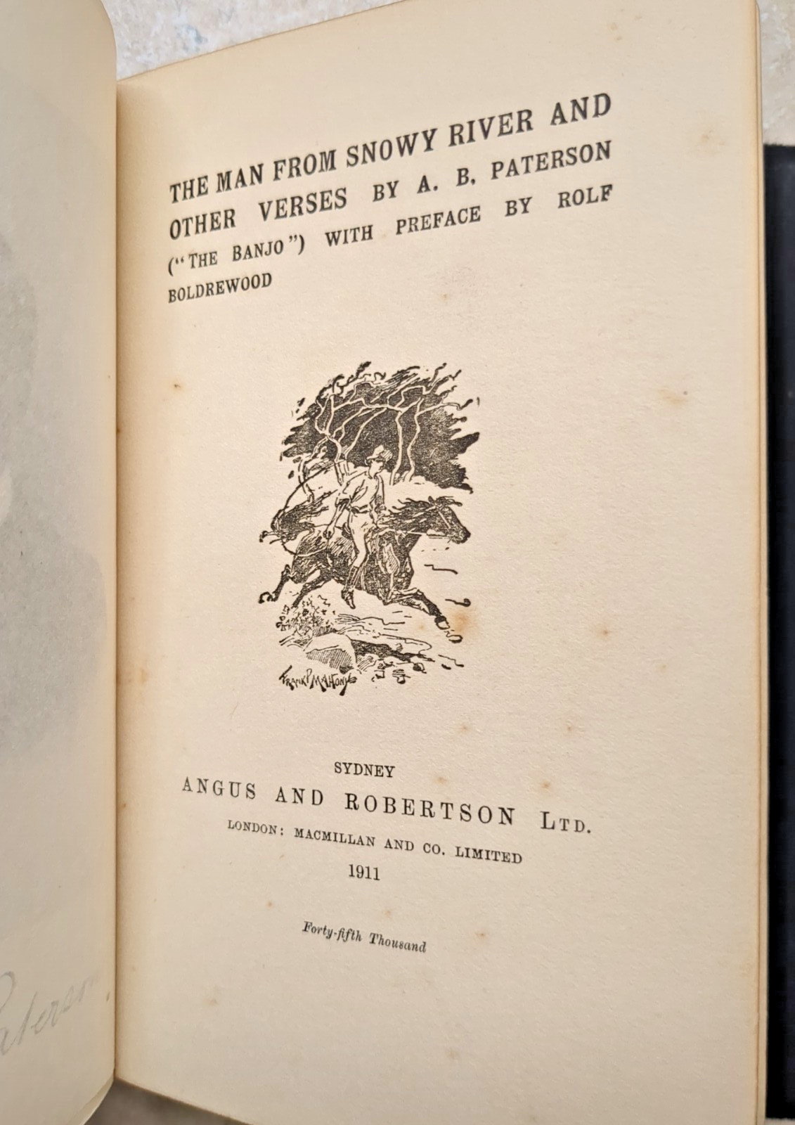 The Man from Snowy River and Other Verses by Banjo Paterson 1911, Rare edition