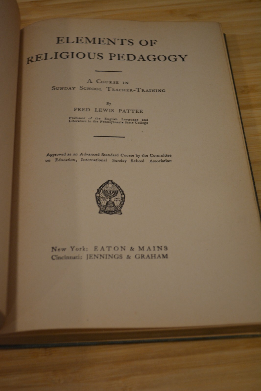 Elements of Religious Pedagogy by Fred Lew Pattee 1909 Eaton & Mains Vintage HC