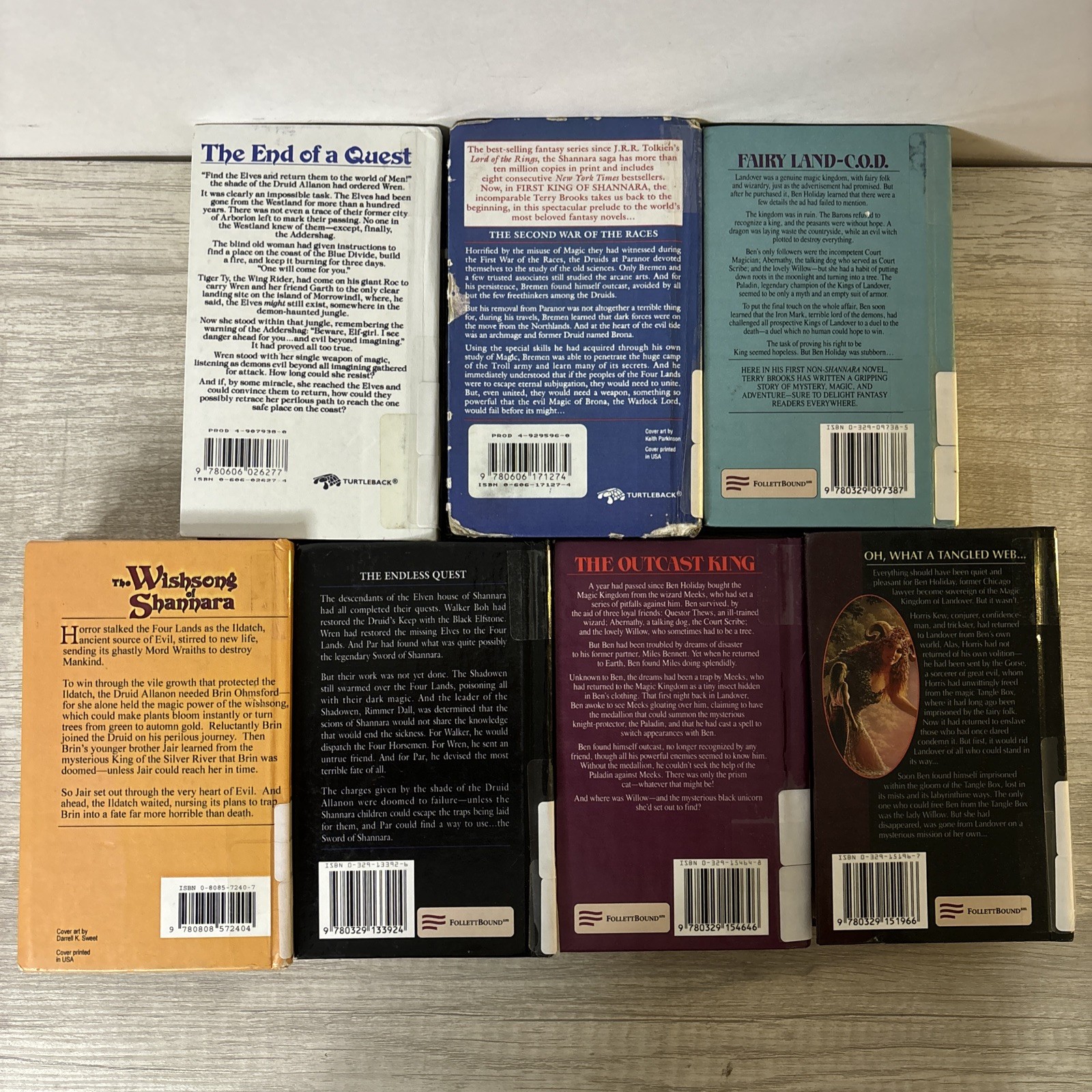 (7) Terry Brooks “Turtleback” Book Lot Ex-Library Hardcovers