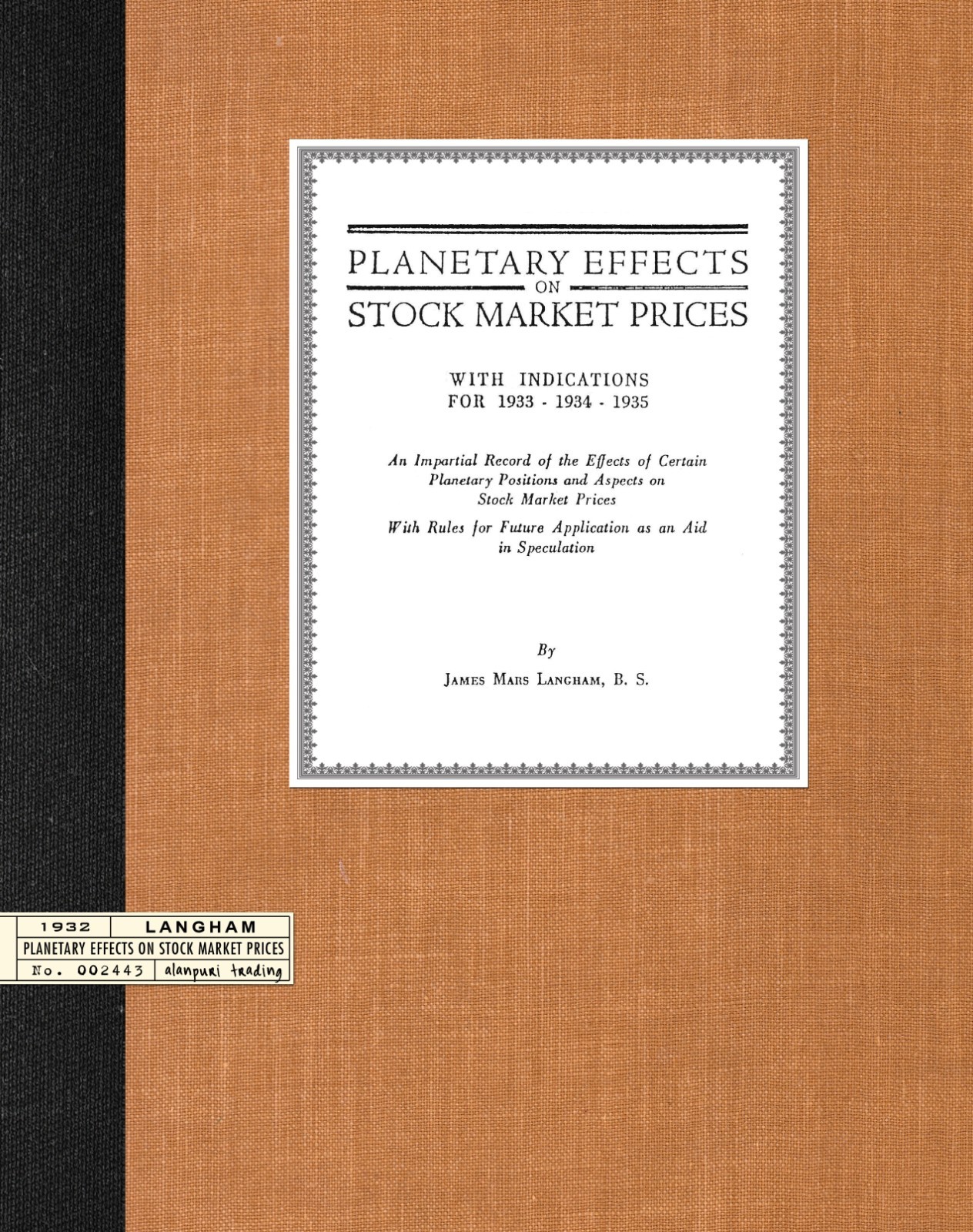 2 VOL SET Cyclical Market Forecasting Stocks (1938) AND Planetary Effects (1932)