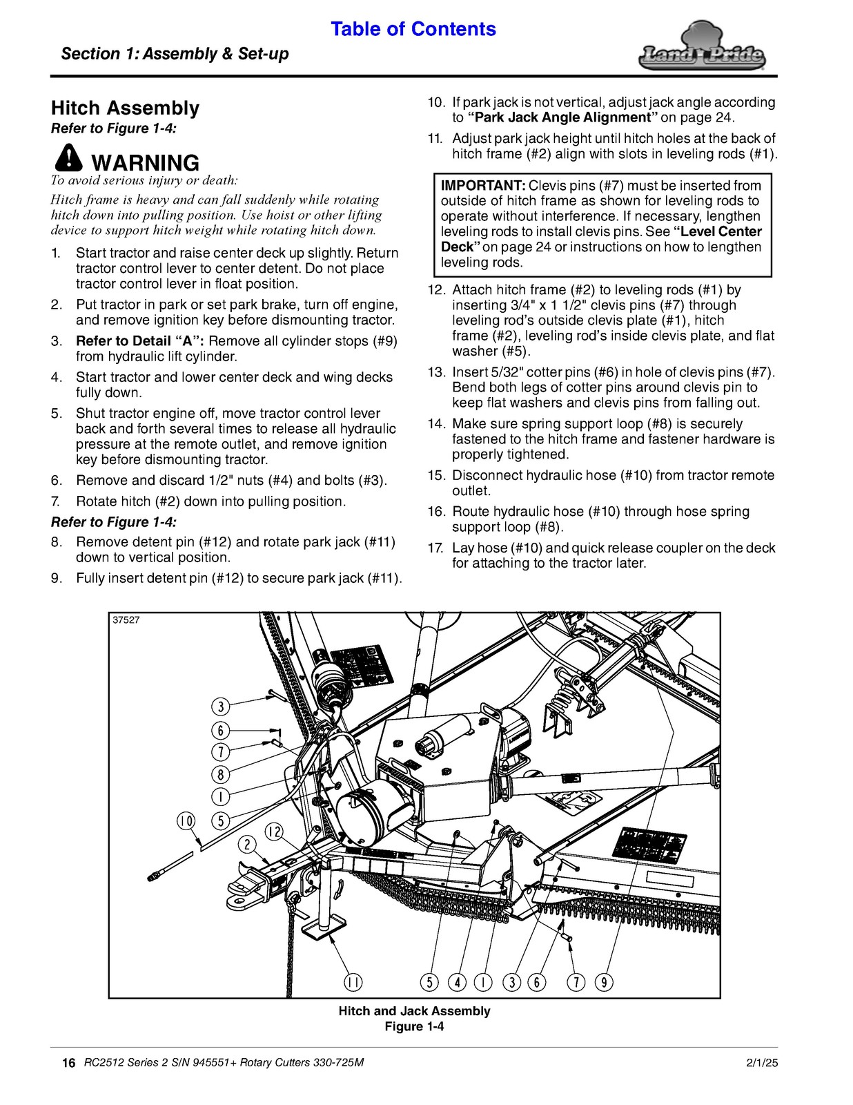 LAND PRIDE RC2512 Rotary Cutters Operators Manual – WIRE BOUND – TOUGH COVERS