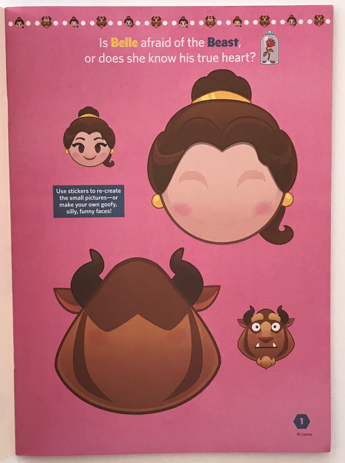 2 Disney Emoji Stickertivity Funny Faces Books 16 pages of Faces, Sticker Sheets