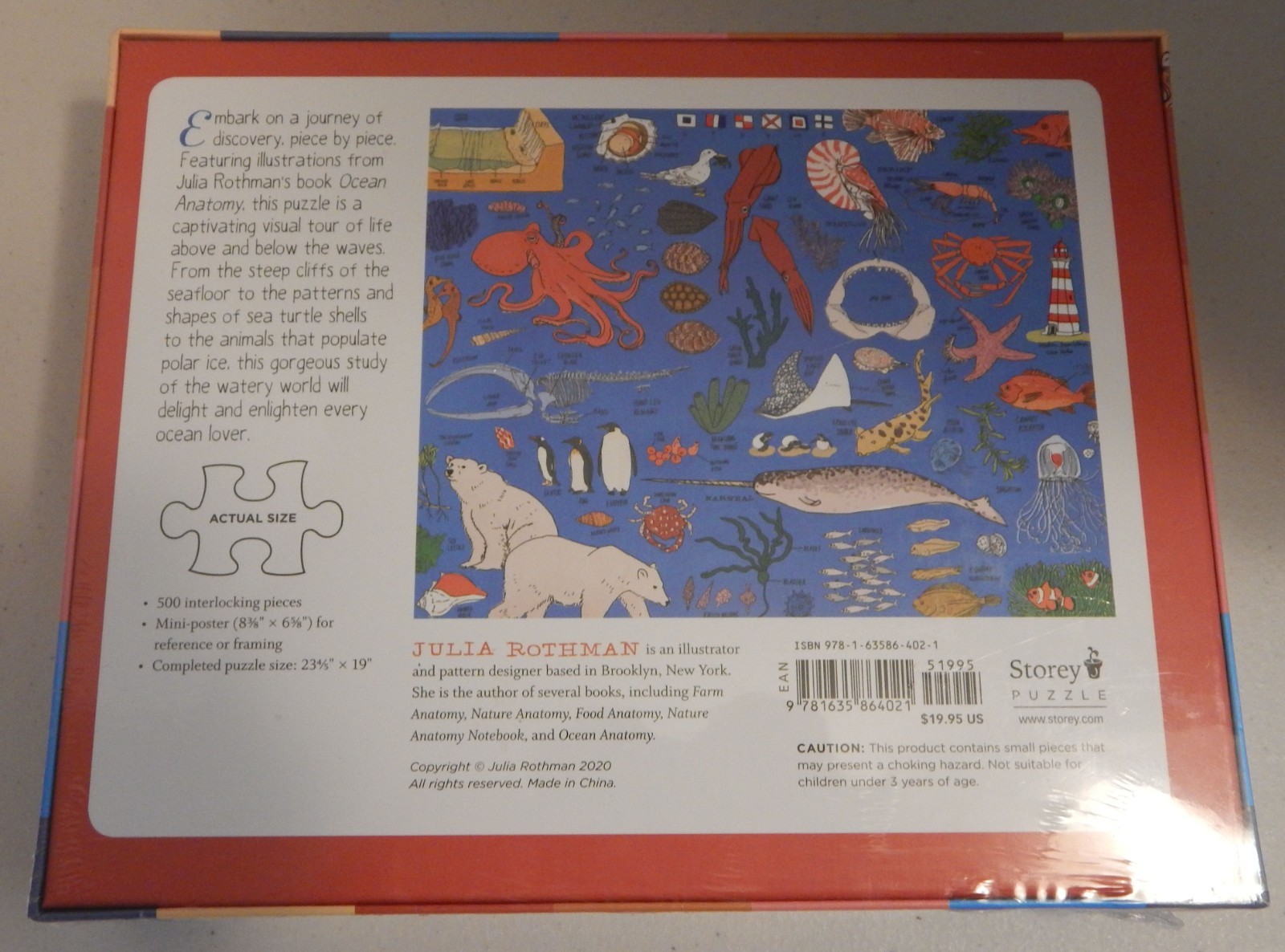 Ocean Anatomy THE PUZZLE 500 Pieces by Julia Rothman NIB SEALED 23 4/5″ X 19″