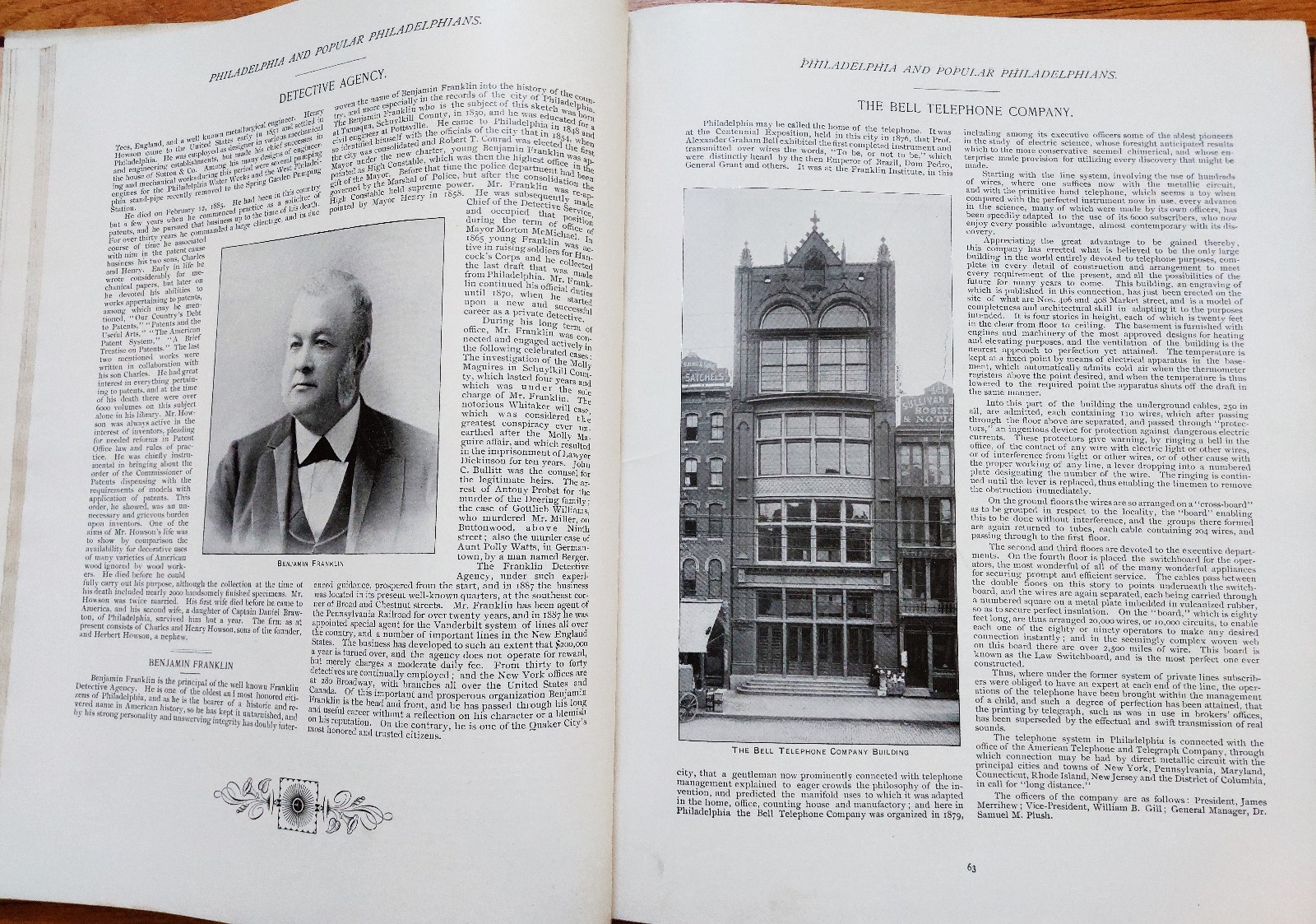 Philadelphia & Popular Philadephians, 1891, 292 pgs, hc, VERY RARE original edtn