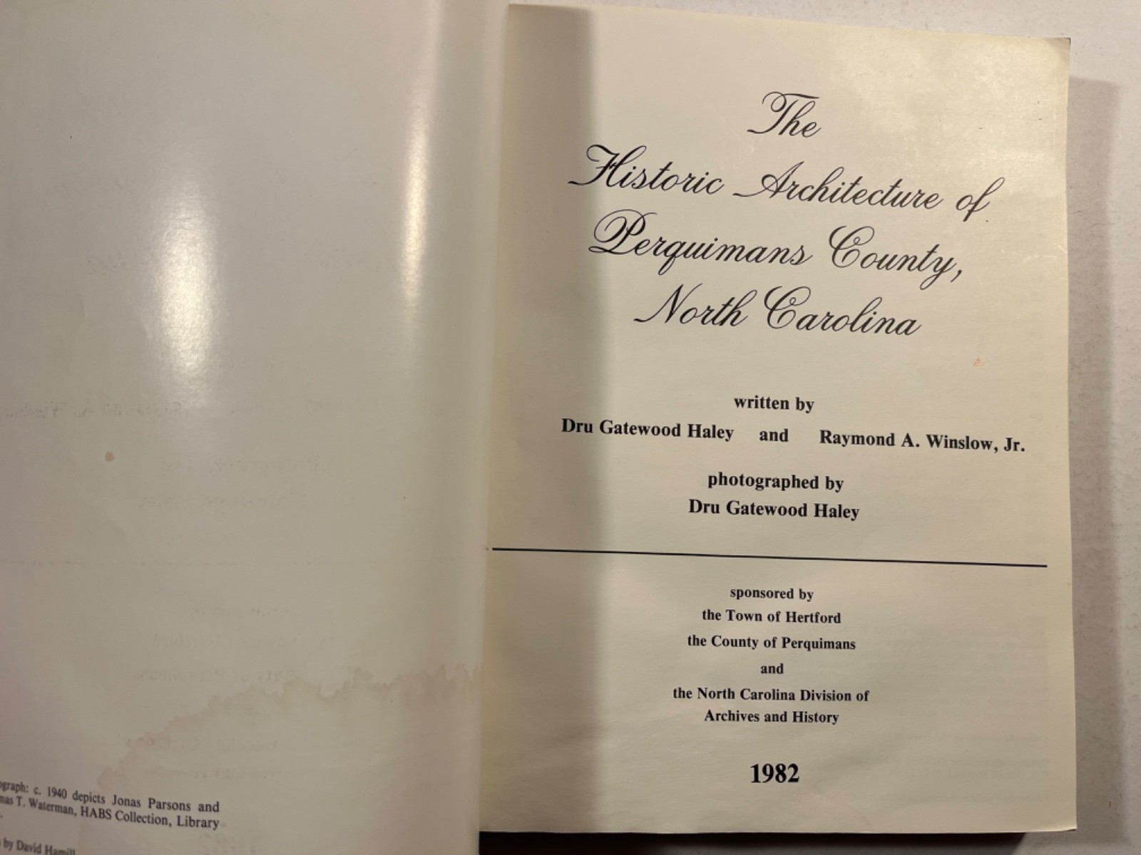 ‘Historic Architecture of Perquimans County’ North Carolina 1982 Softcover