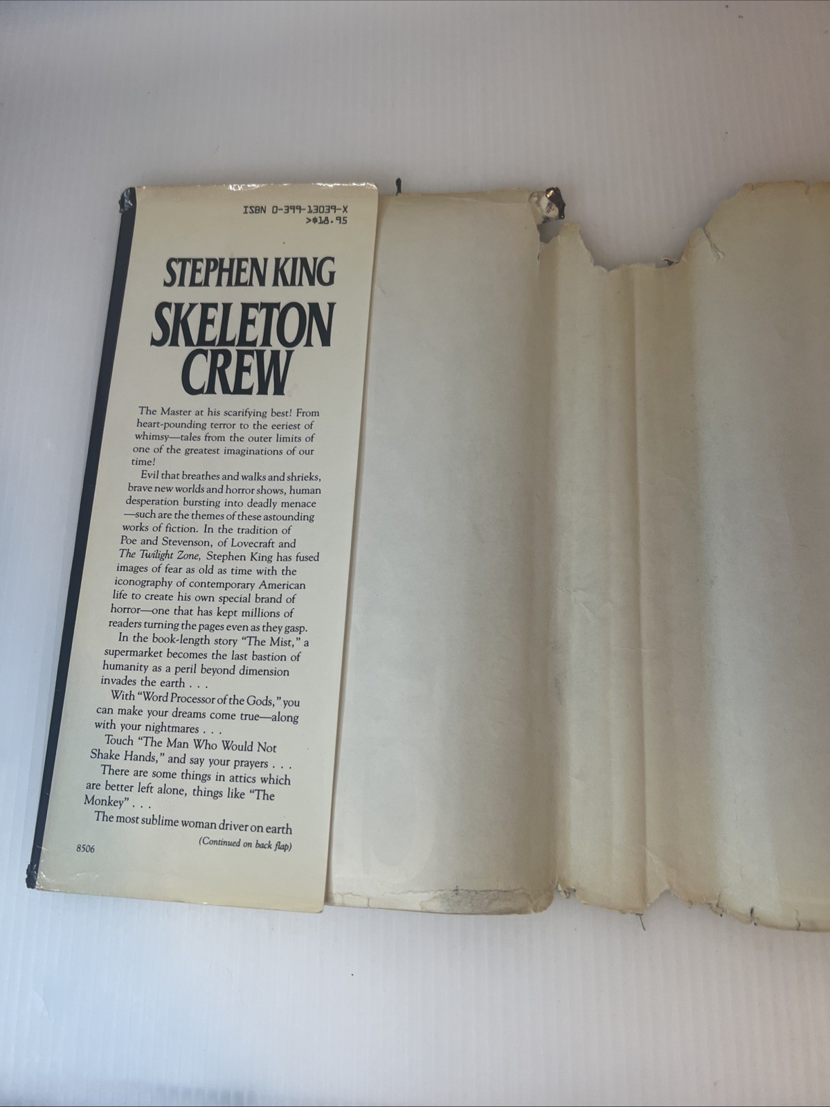 STEPHEN KING’S SKELETON CREW First Edition 1985 Putnam HCDJ Bad Binding See Pic