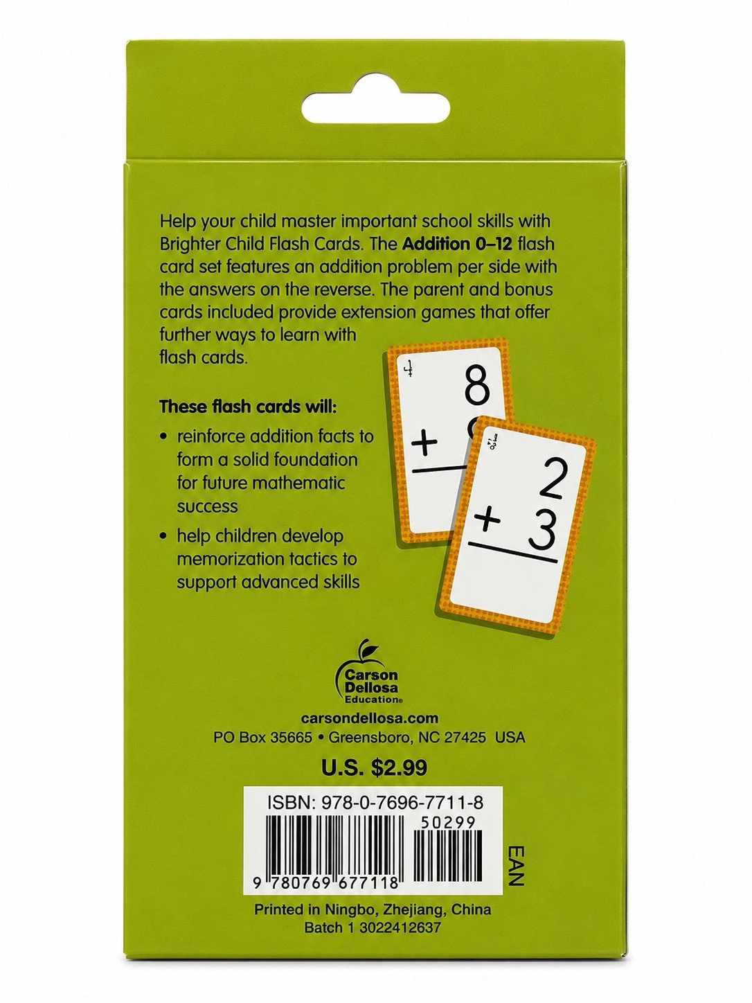 Brighter Child Addition 0 to 12 Flash Cards, 54 Cards ~ Grades 1-3 / Age 6+ NEW