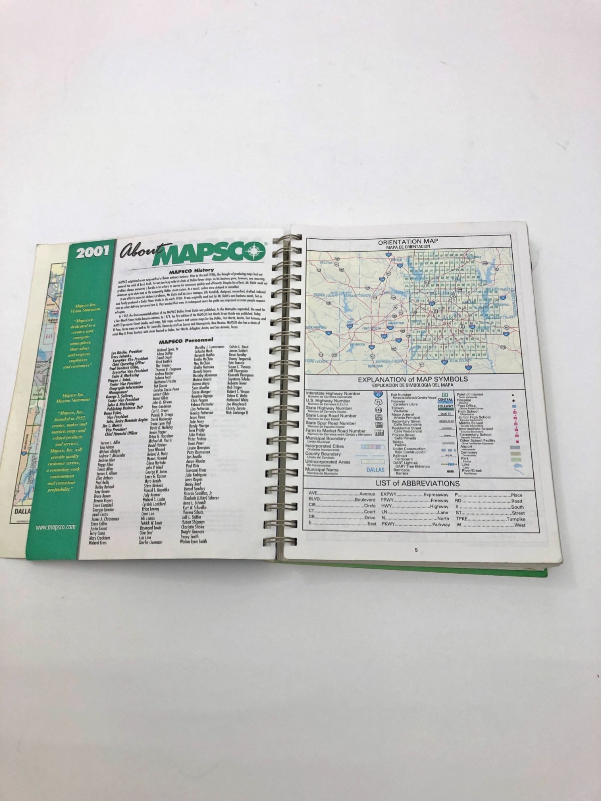 MAPSCO 2001 Dallas Street Guide & Directory 11×8.5 Inches Spiral Bound