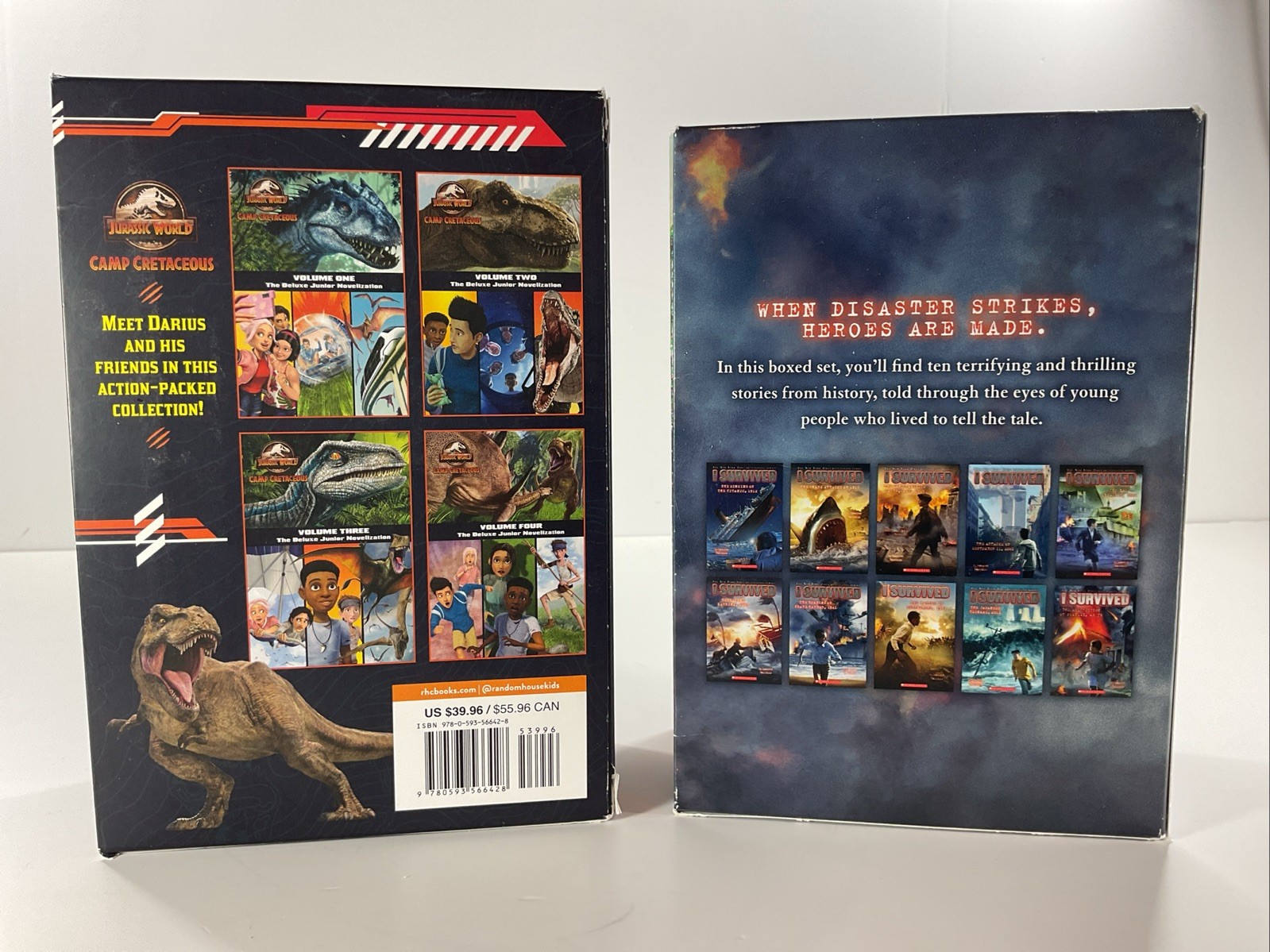 Boxed sets grades 2-4 Lot of 14 I Survived 1-10 PB Jurassic World 1-4 HC