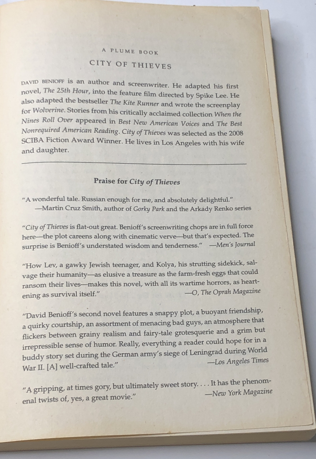 City of Thieves: A Novel – by David Benioff, Paperback