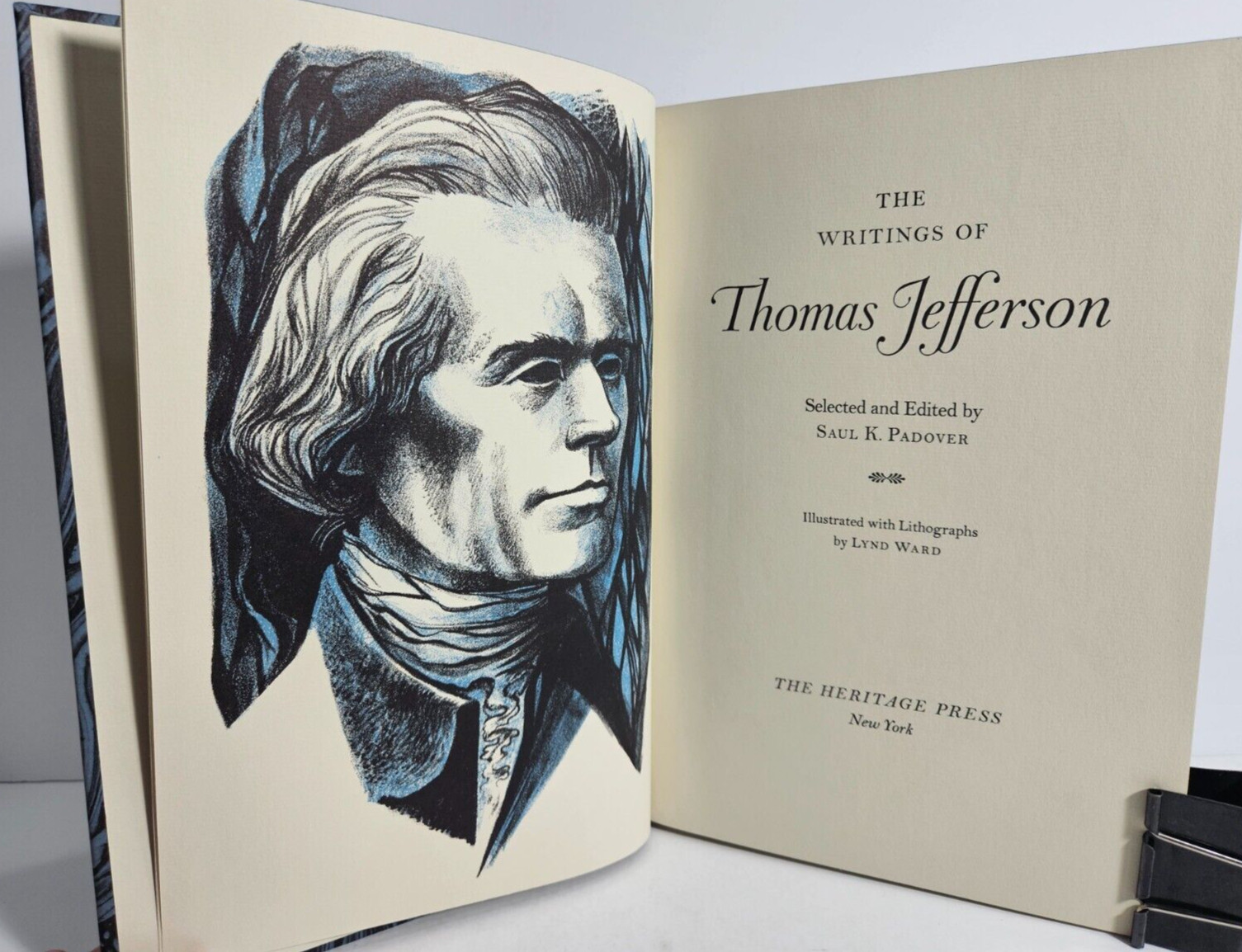 The Writings of Thomas Jefferson by Saul K. Padover, 1967 Heritage Press, w/Case