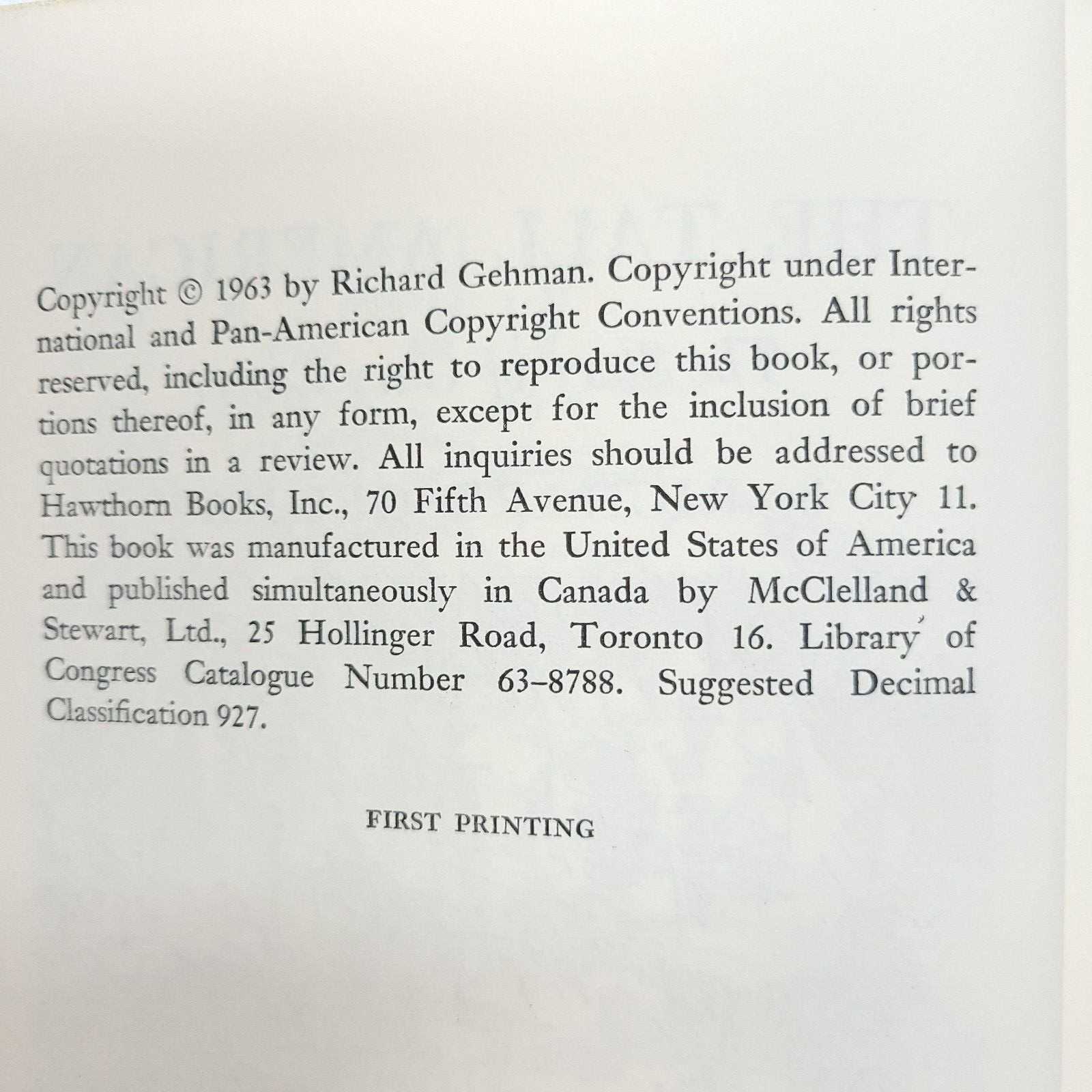 The Tall American Book Richard Gehman Gary Cooper 1st Printing 1963 Western