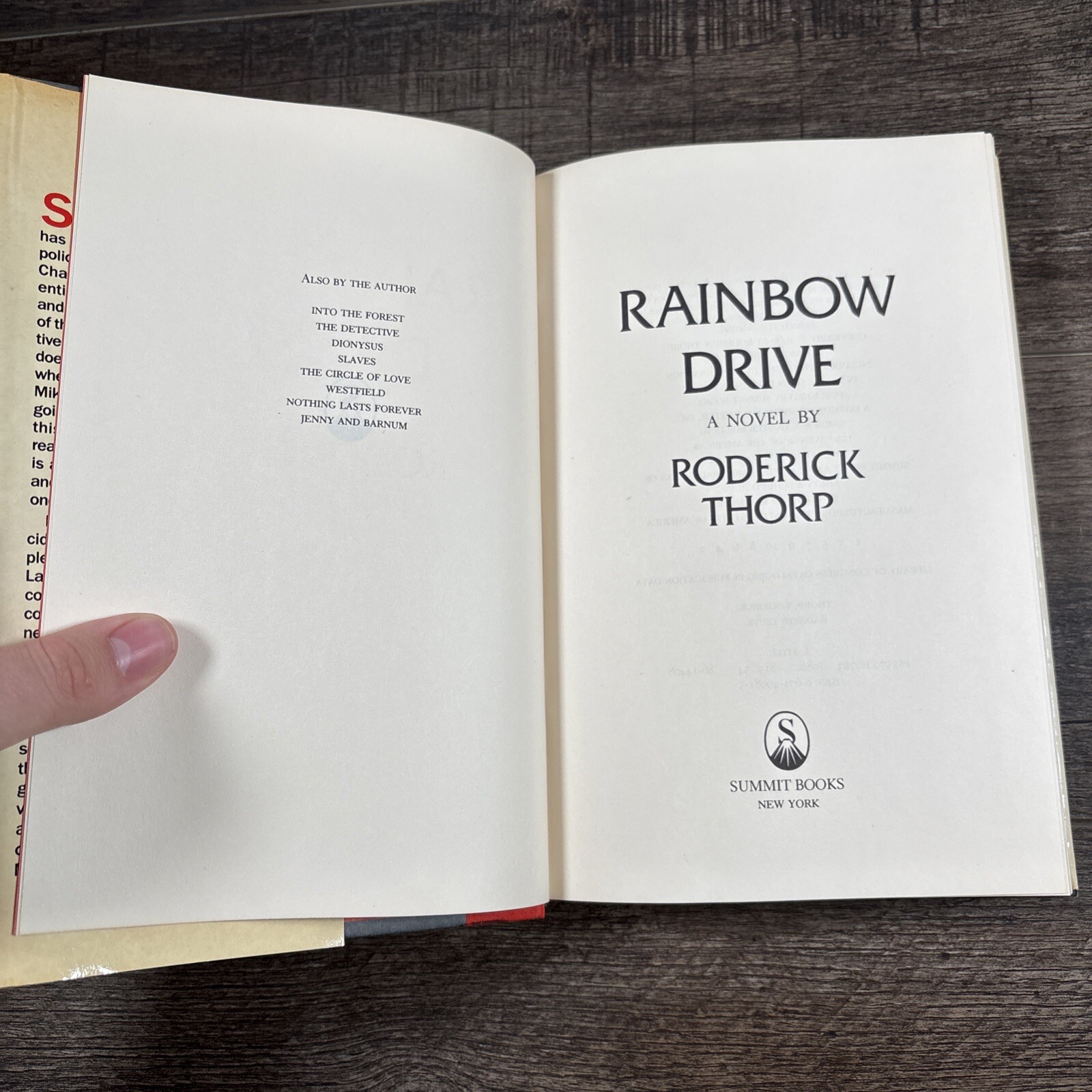 rainbow drive hardcover book by roderick thorp dustcover 1986 English 394 pages