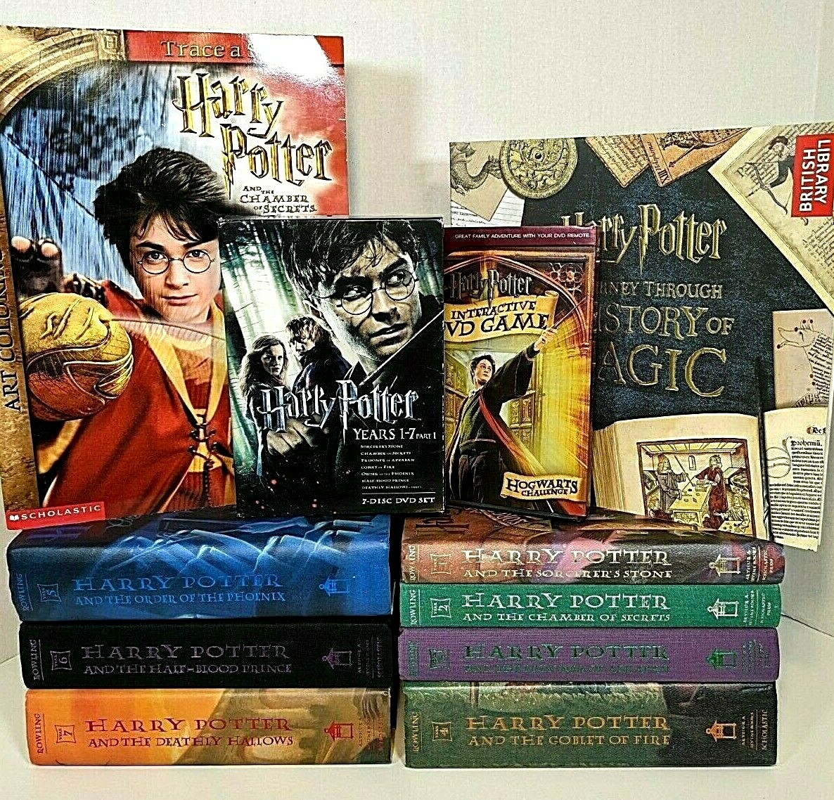 Complete set HARRY POTTER Children Book Series ~8 DVDs~DVD game~coloring book