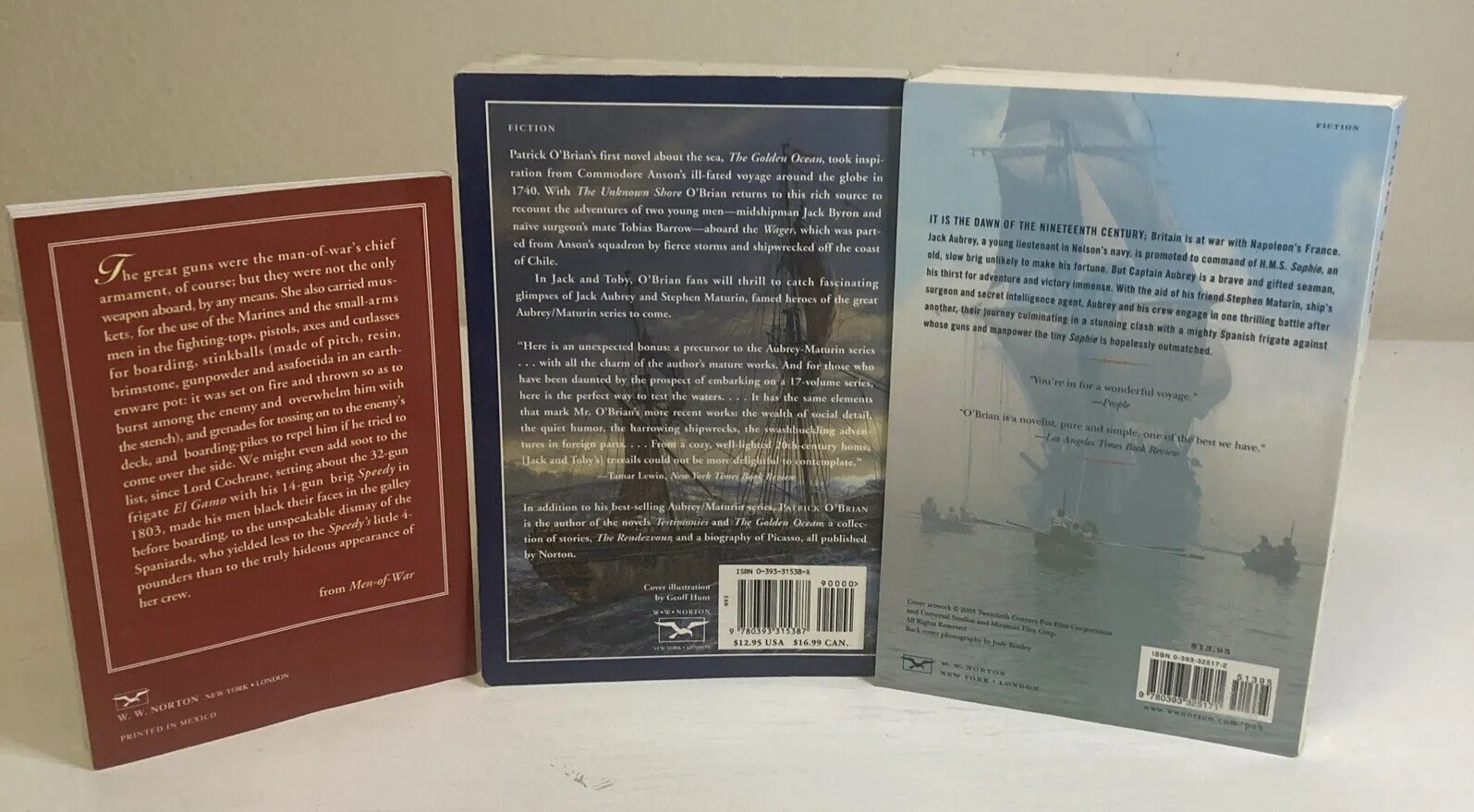 Lot Of 3 Patrick O’Brian Paperbacks: The Unknown Shore, Master And Commander, Me