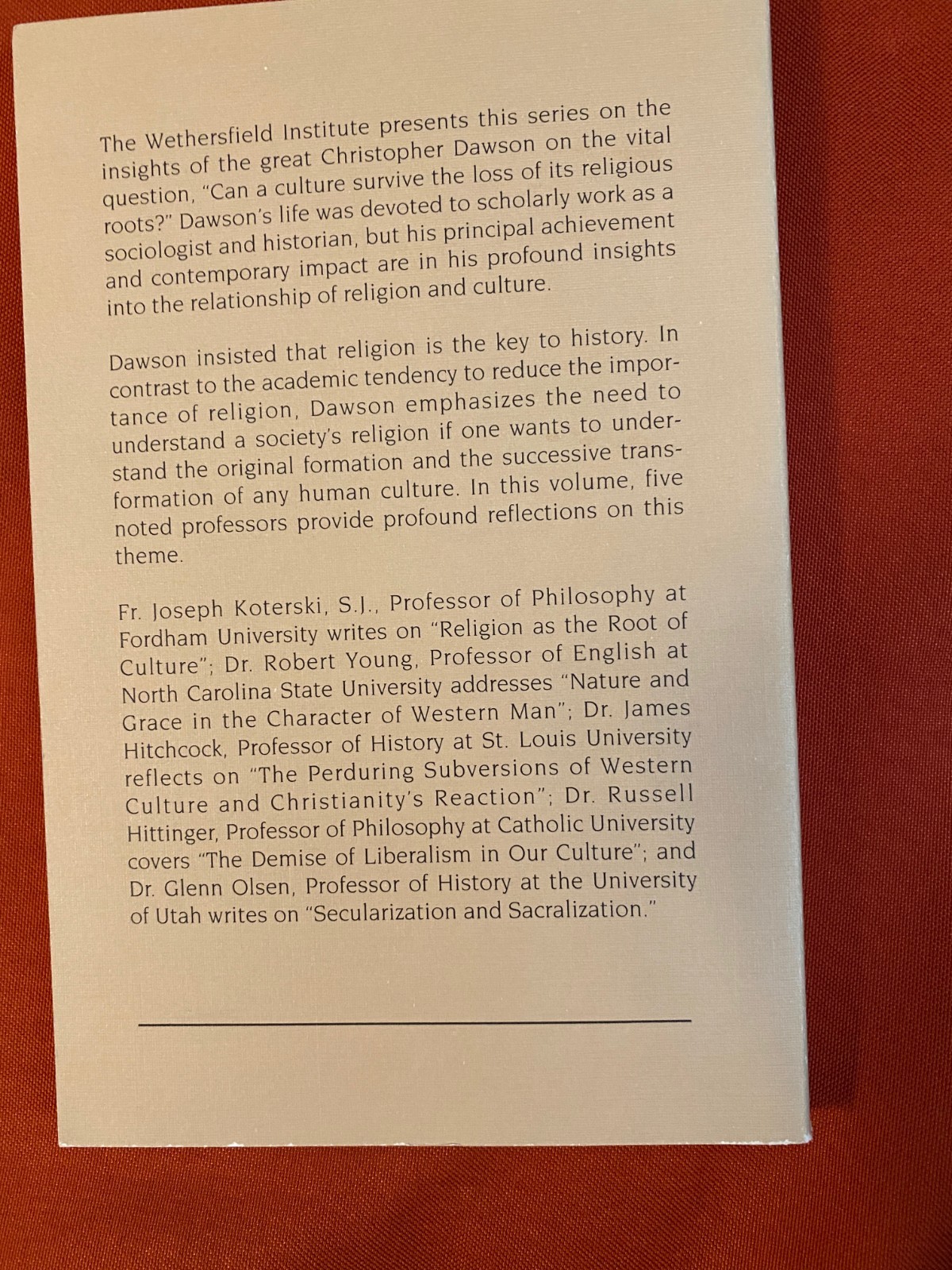 Christianity and Western Civilization (1995) – Ignatius Press pbk. – Good