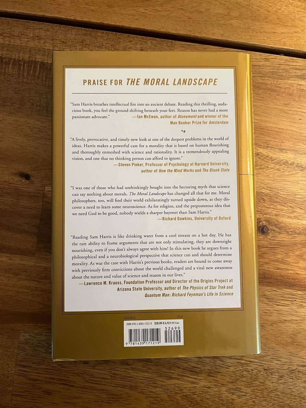 Free Press First Edition First Printing The Moral Landscape Sam Harris Hardcover