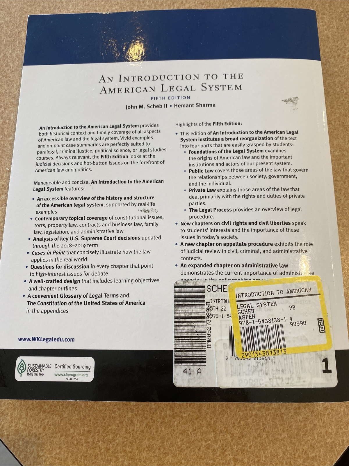An introduction to the American Legal System. Fifth Edition