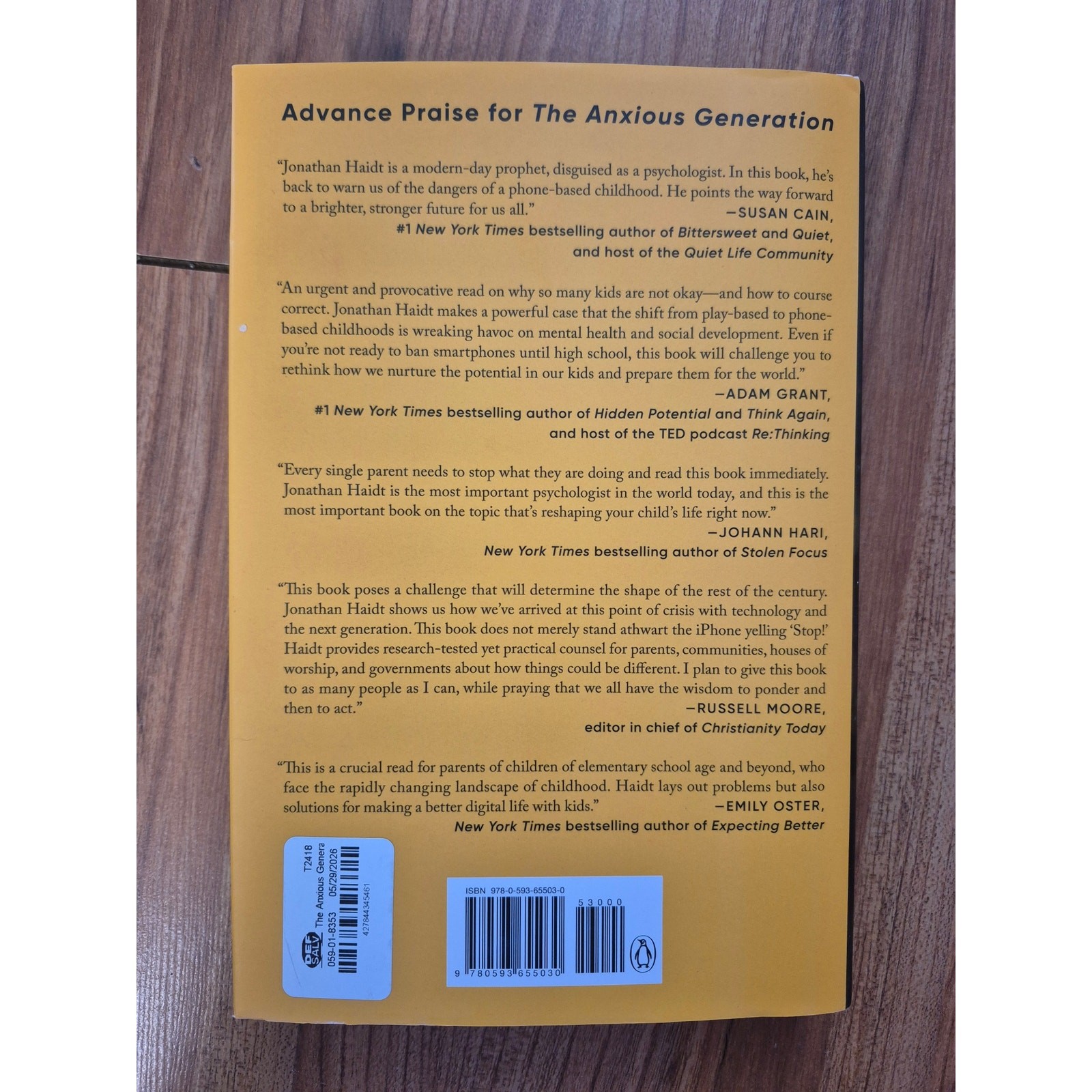 The Anxious Generation: Childhood Rewiring and Anxiety Epidemic Hardcover Haidt
