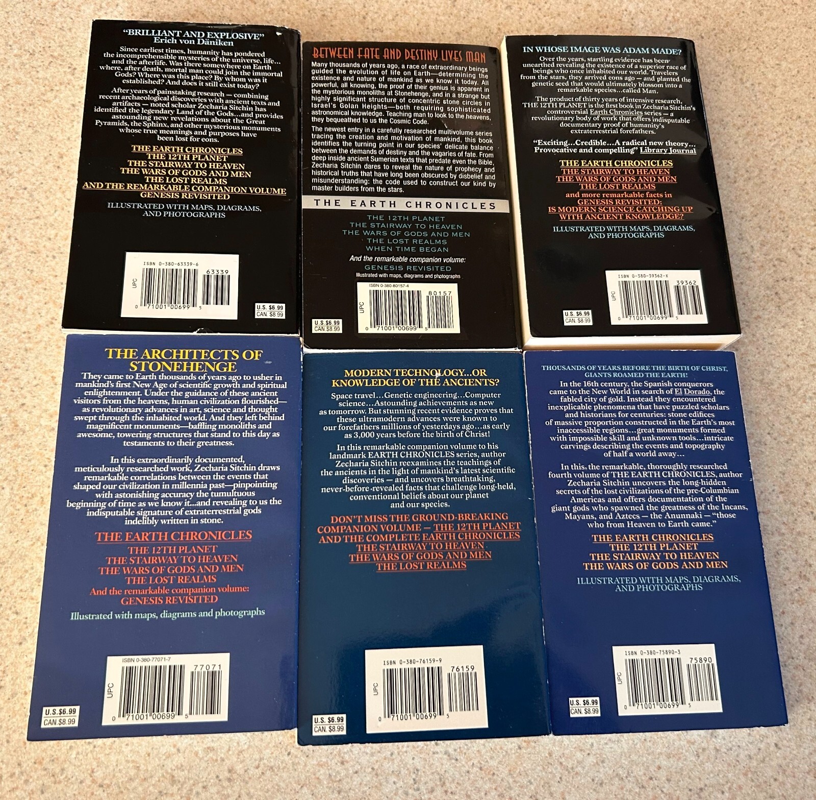 Zecharia SITCHIN — Lot of 6 Vintage Paperbacks (Ancient Alien Theory)