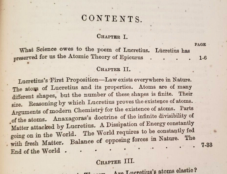 1872 Masson LUCRETIUS’ ATOMIC THEORY & MODERN SCIENCE,Evolution,Atoms,Philosophy