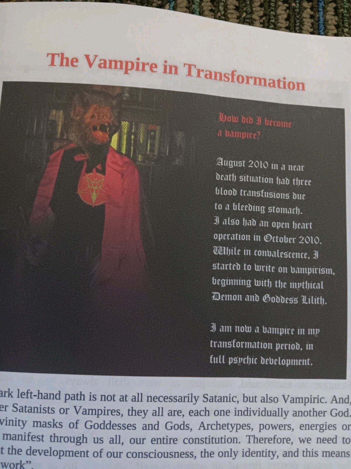 Magister Hagur vampire In Transformation order of nine angles Satanism ONA/O9a