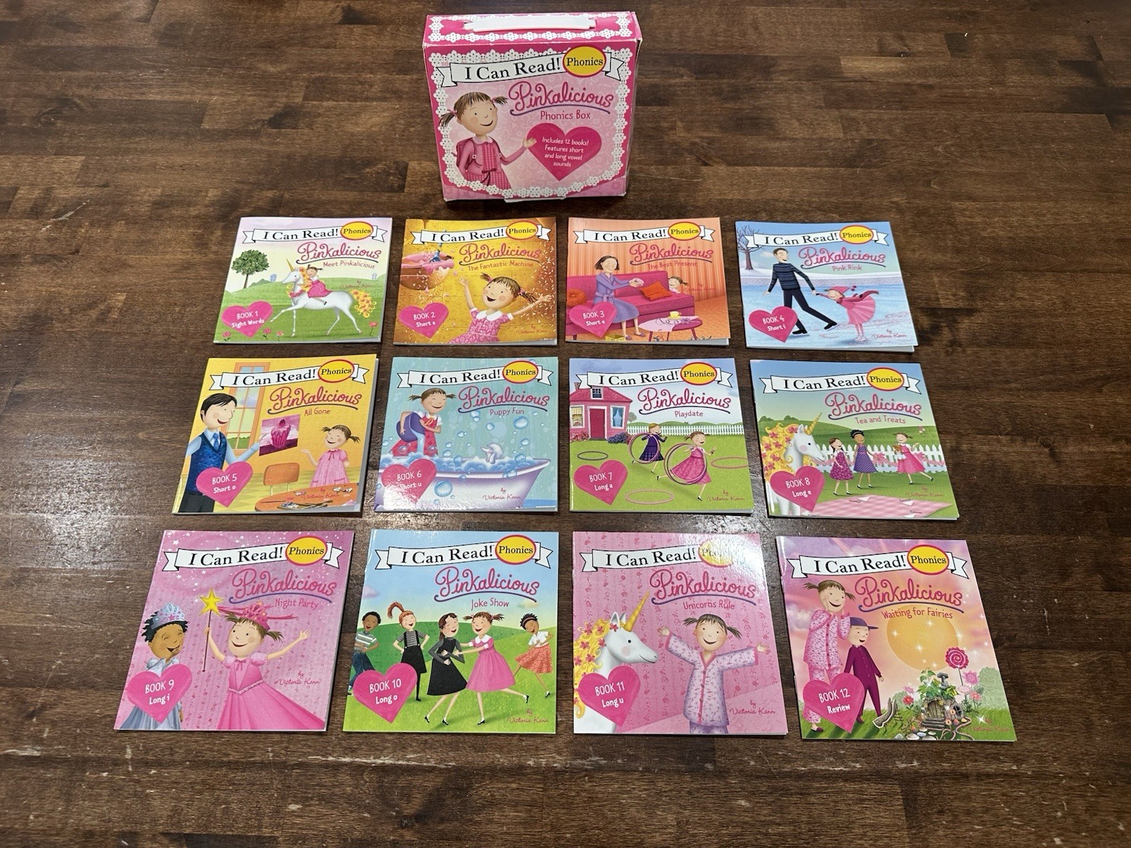 Pinkalicious I Can Read Phonics Kids Book Box Lot of 12 Books Long Short Vowel