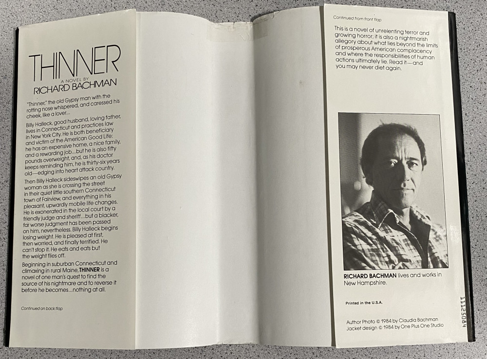 Thinner by Richard Bachman / Stephen King ~ Hardcover ~ Dust Jacket ~ VERY GOOD!