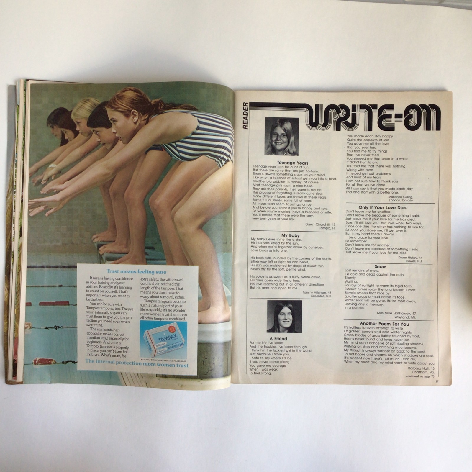 Vintage TEEN Magazine – APRIL 1976 Young & Lovin 106 Pages Fashion, Ads, Advice