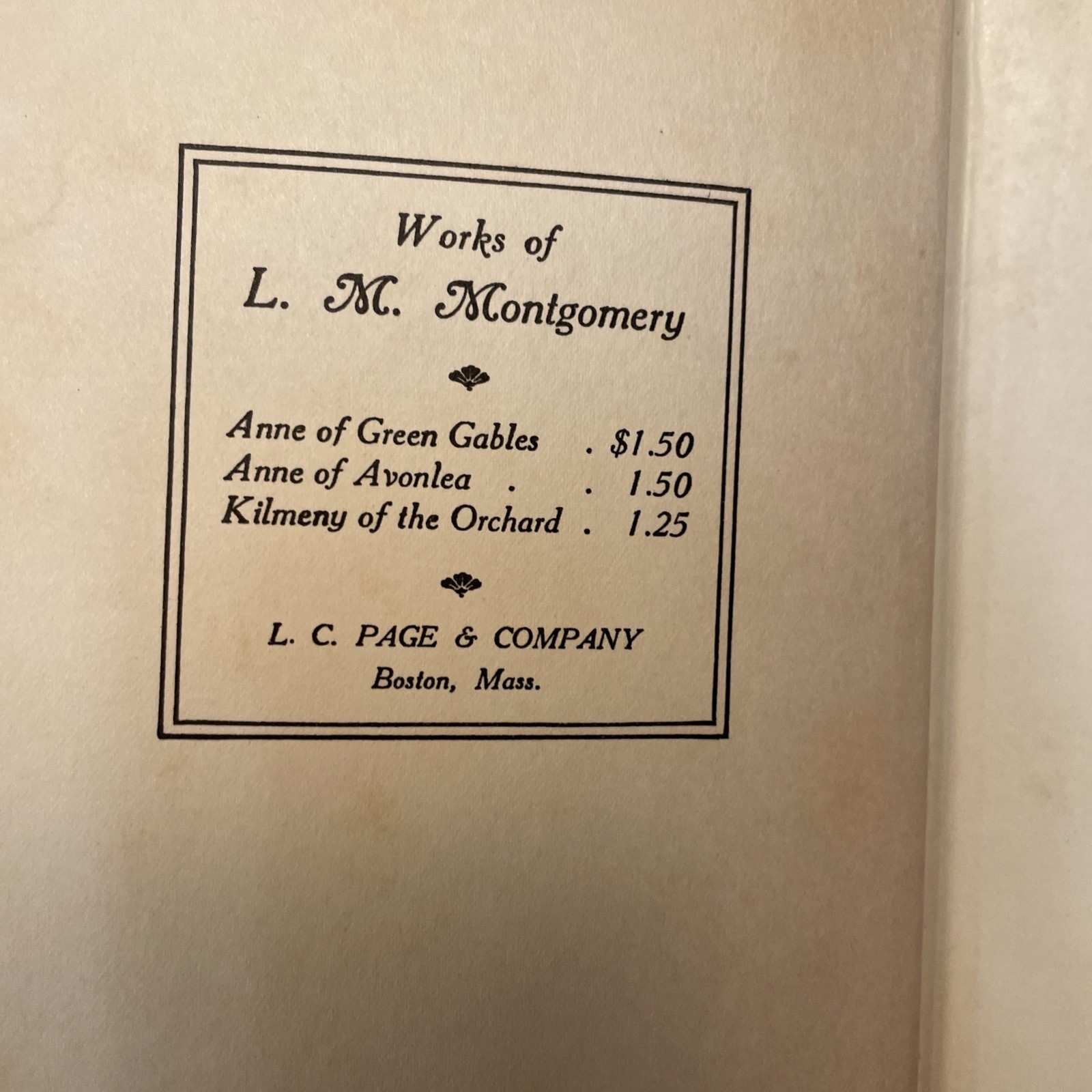 1910 4th IMPRESSION KILMENY OF THE ORCHARD L. M. MONTGOMERY LOOSE SPINE PAGES
