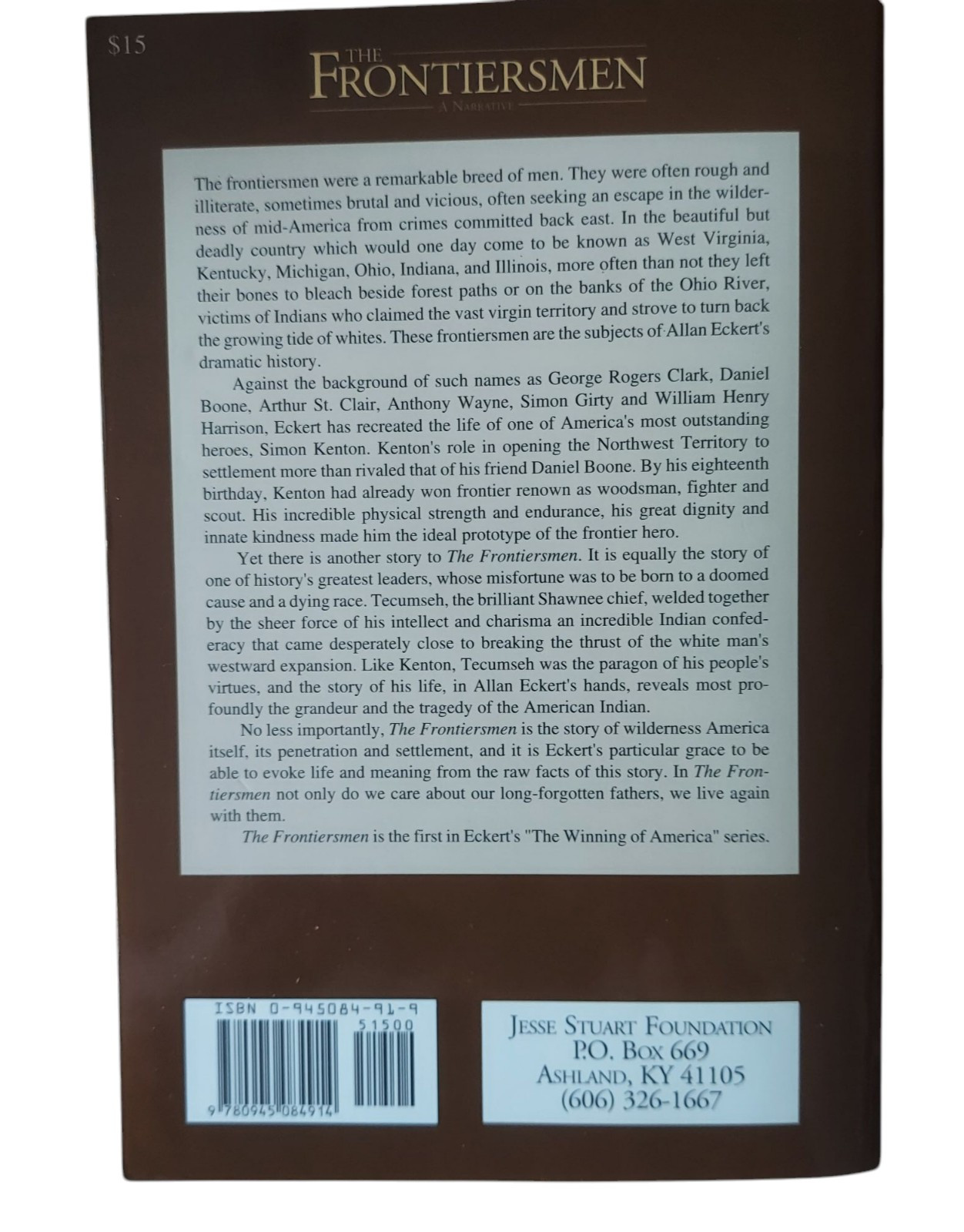 The Frontiersmen: A Narrative – Allan W. Eckert (2001, Paperback)