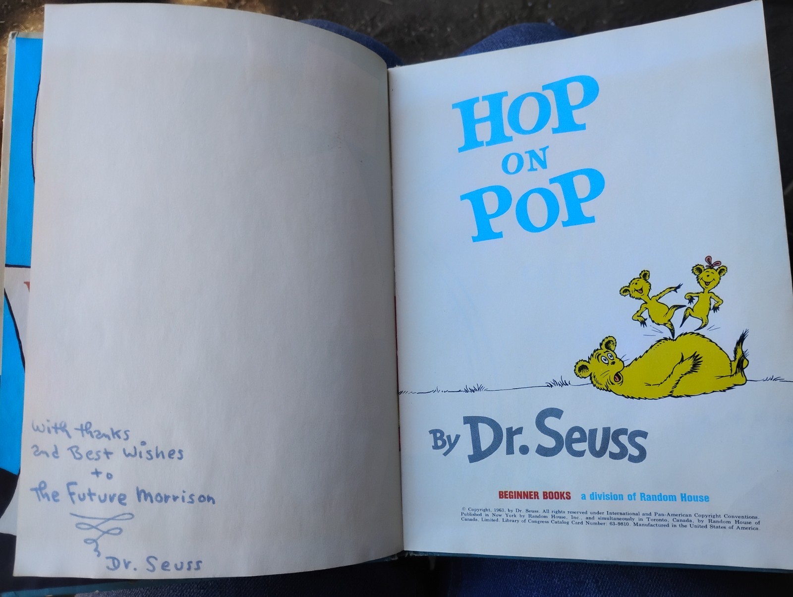 First Edition Autographed Hop on Pop by Dr. Seuss