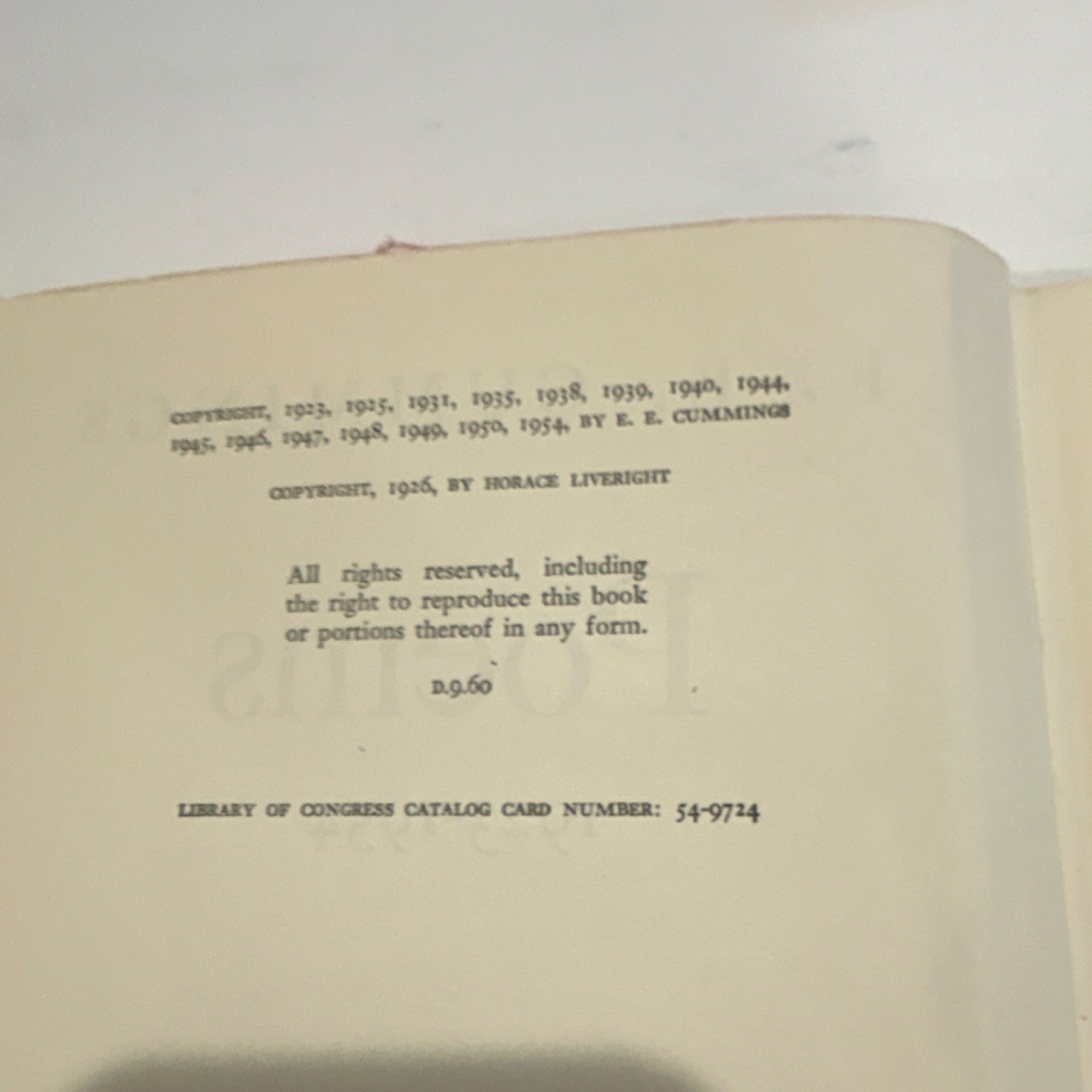 E. E. Cummings Poems 1923-1954 1954 Harcourt Brace & Co 1st Edition Hardcover