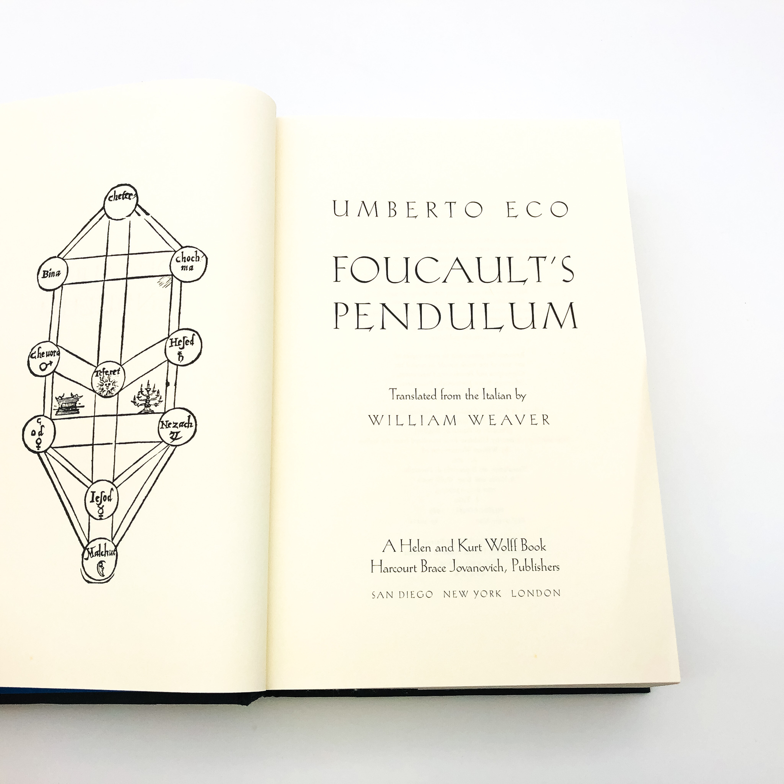 Foucault’s Pendulum Hardcover Umberto Eco 1988 Knights Templar First Trade Ed Y