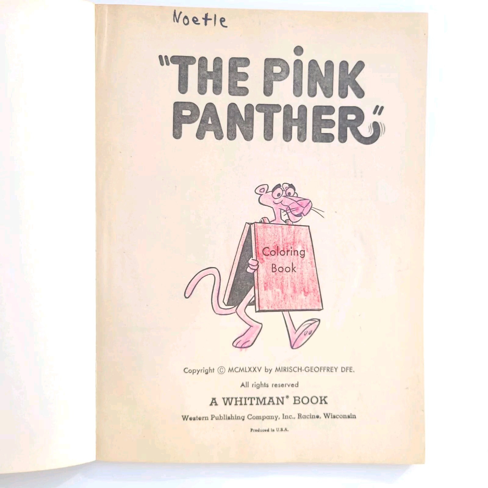 Vtg 1975 THE PINK PANTHER Coloring Book Whitman 60 Pages Several Pages Colored