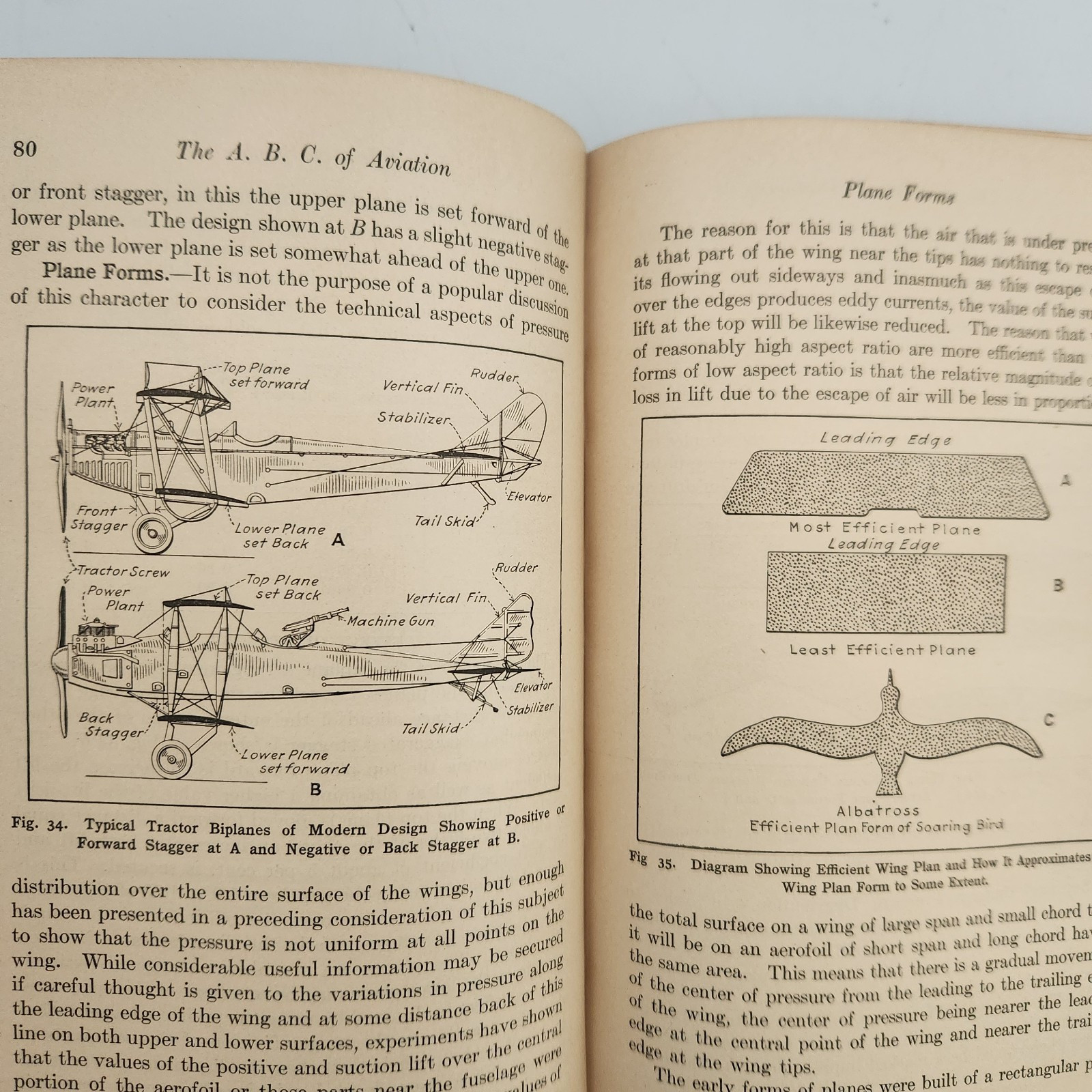 ABC of Aviation 1919 Antique Aircraft Flight Biplane Manual Page First Edition
